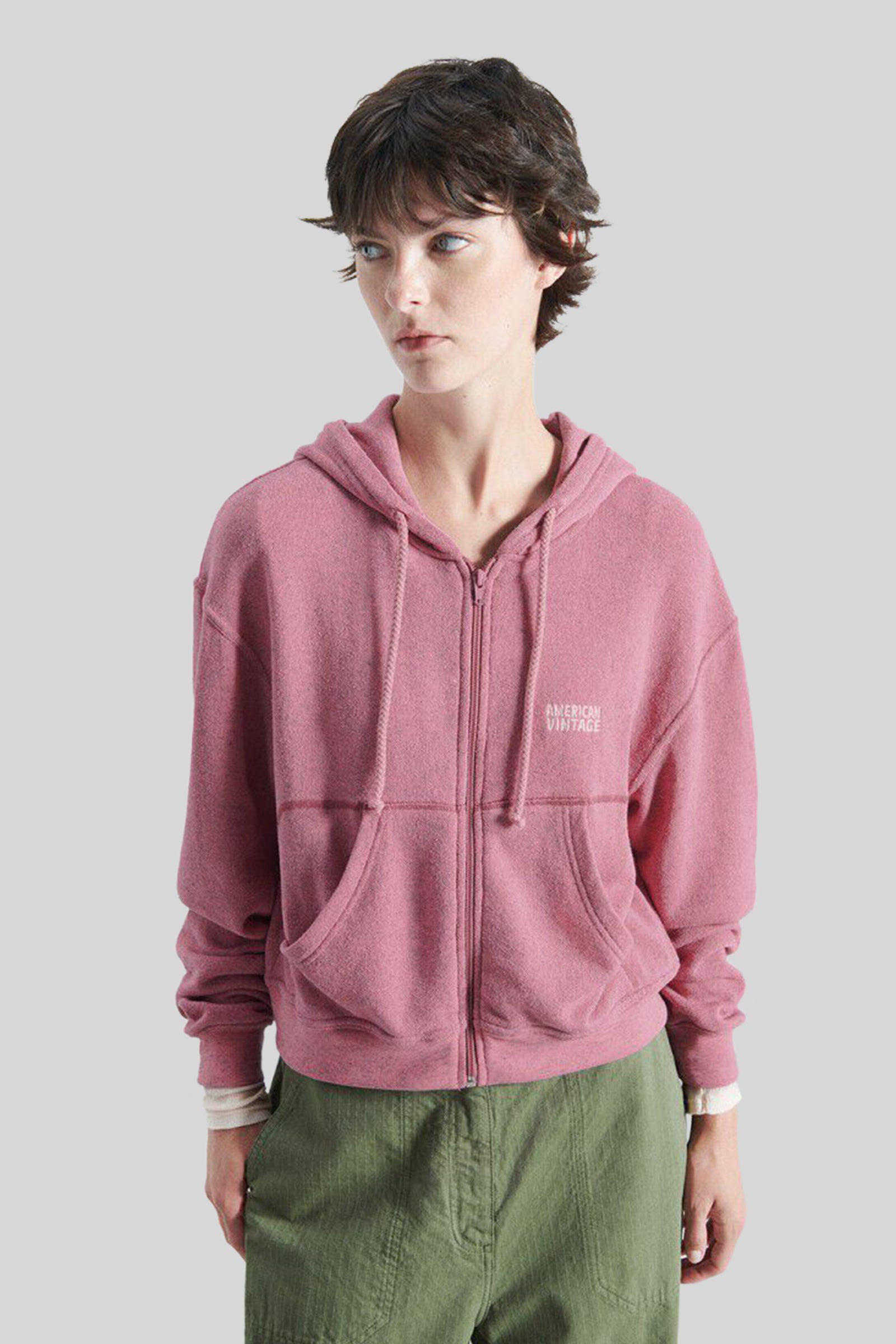 American Vintage Felpa Evona Rosa Melange Donna - 4