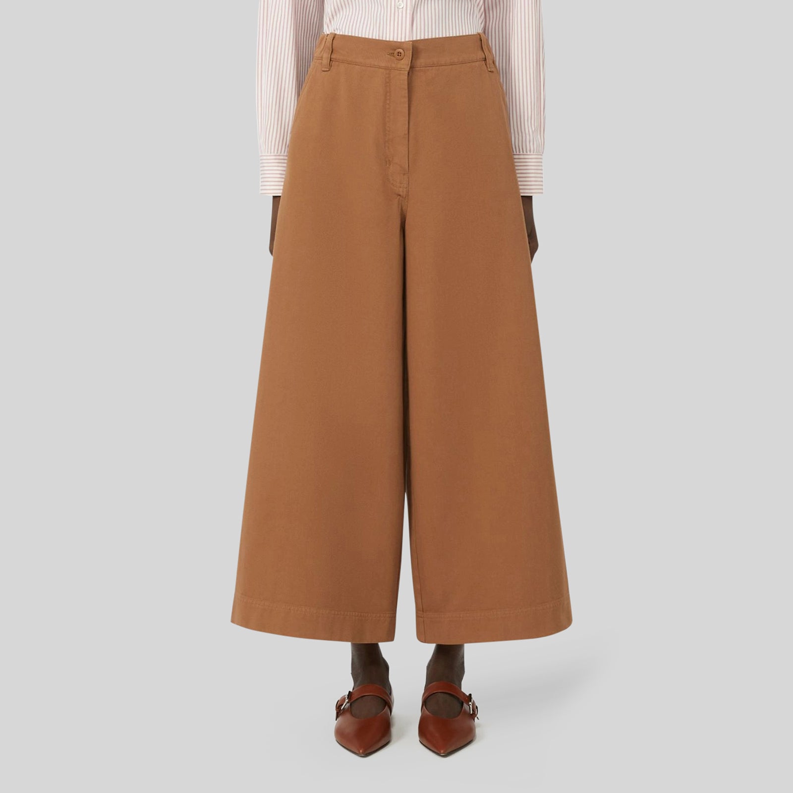Max Mara Weekend Pantalone Ariete In Drill Di Cotone Cuoio Donna - 4