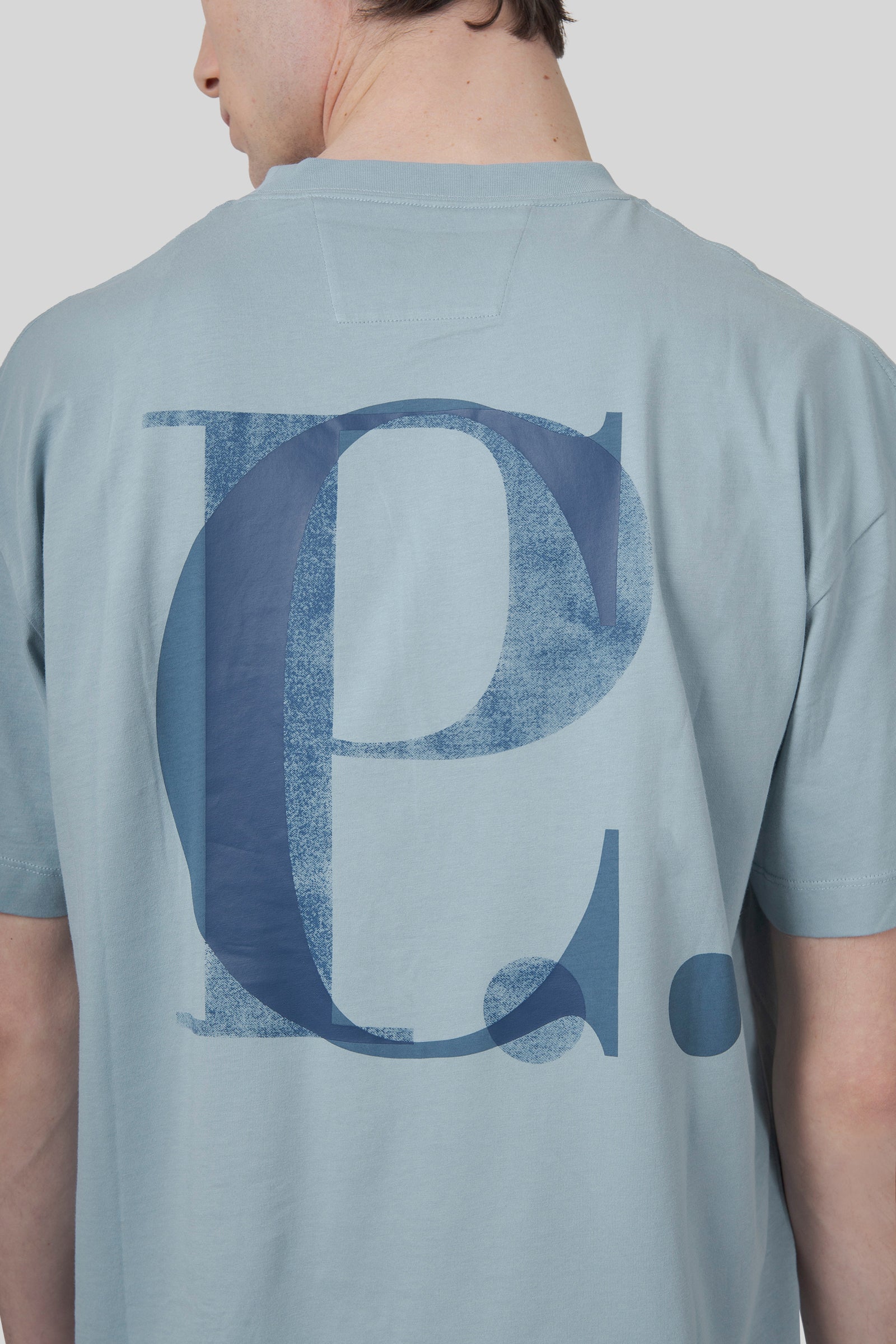 C.p. Company T-shirt 30/1 Jersey Logo Celeste Uomo - 2