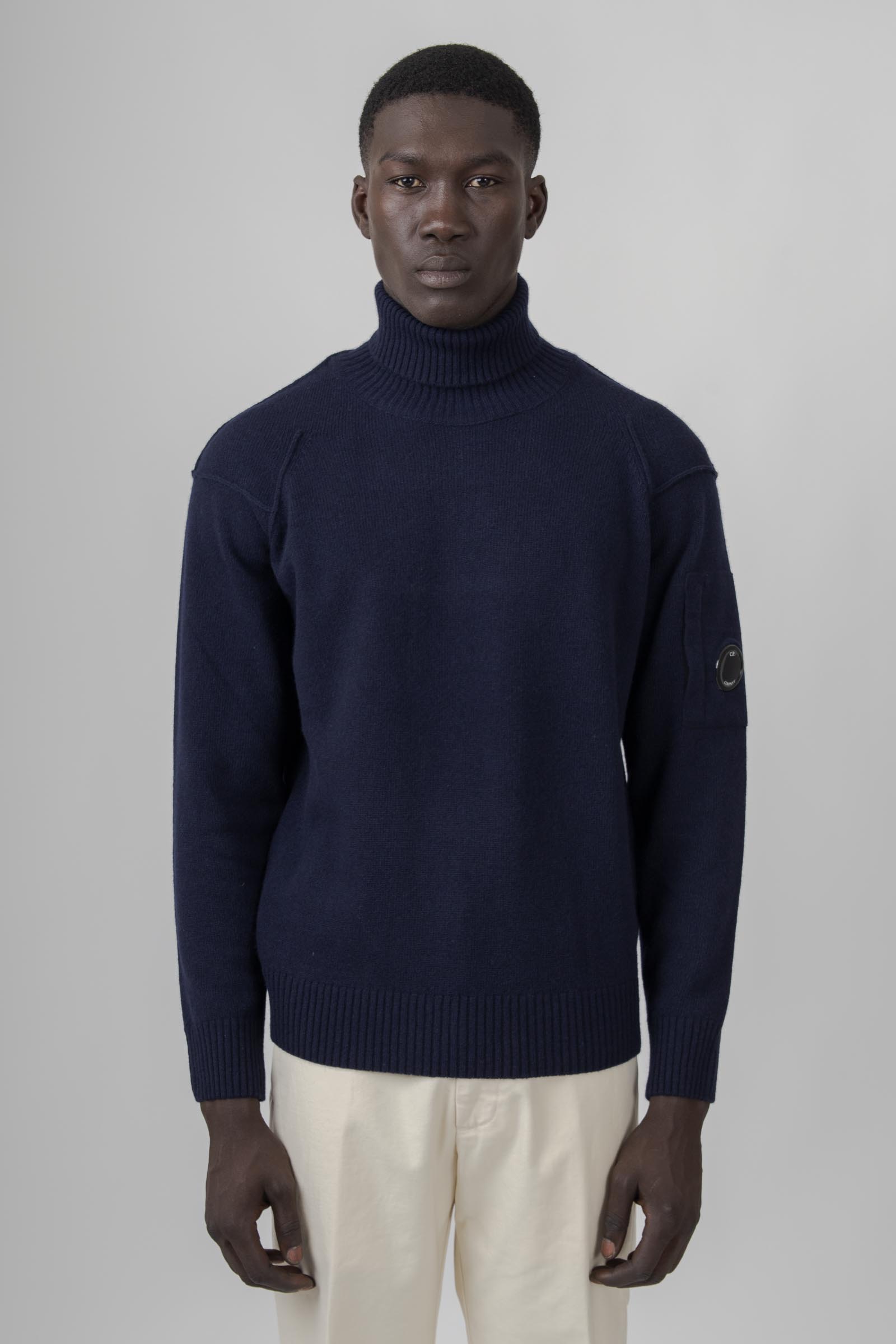 C.p. Company Maglia Lambswool Grs Turtleneck Blu Scuro Uomo - 5