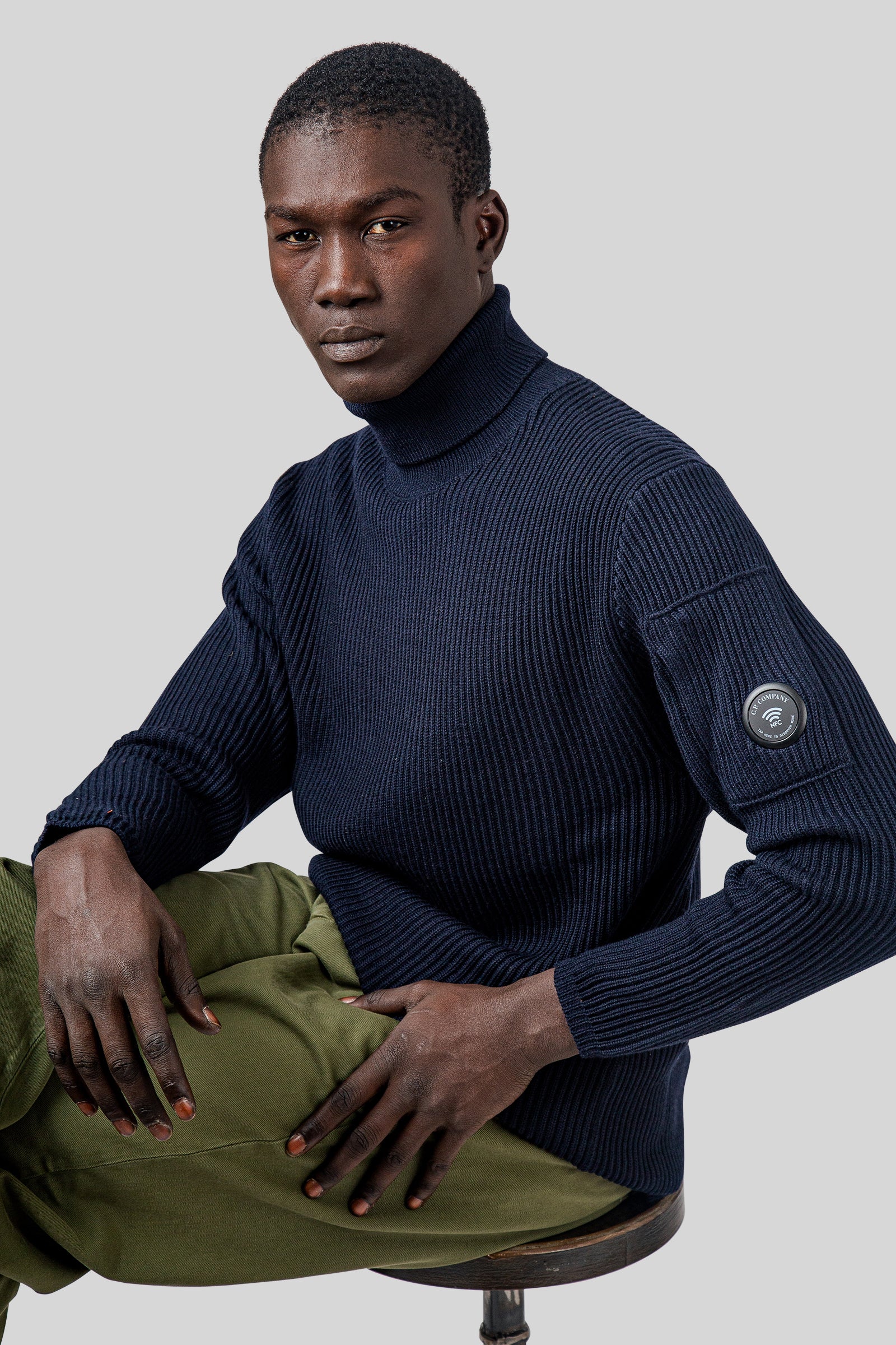 C.p. Company Re-wool Lens Turtleneck Sweater Blu Scuro Uomo - 1
