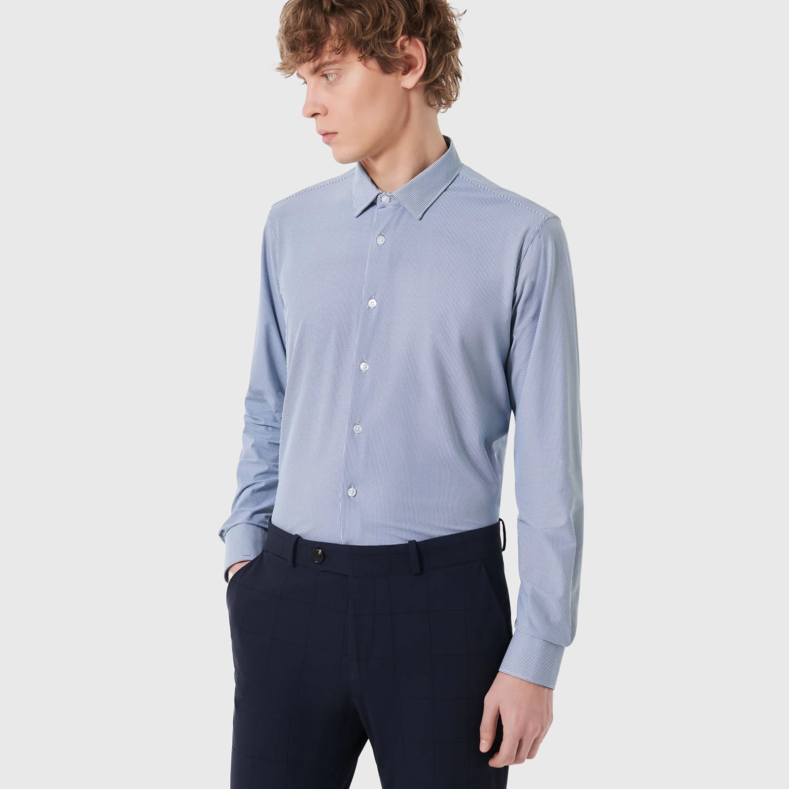 Rrd Camicia Oxford Jacquard Open Azzurro Uomo - 6