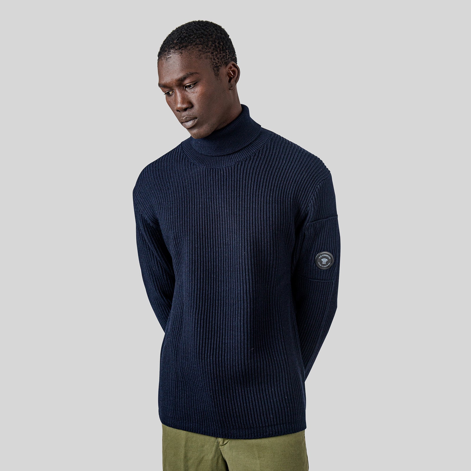 C.p. Company Re-wool Lens Turtleneck Sweater Blu Scuro Uomo - 7