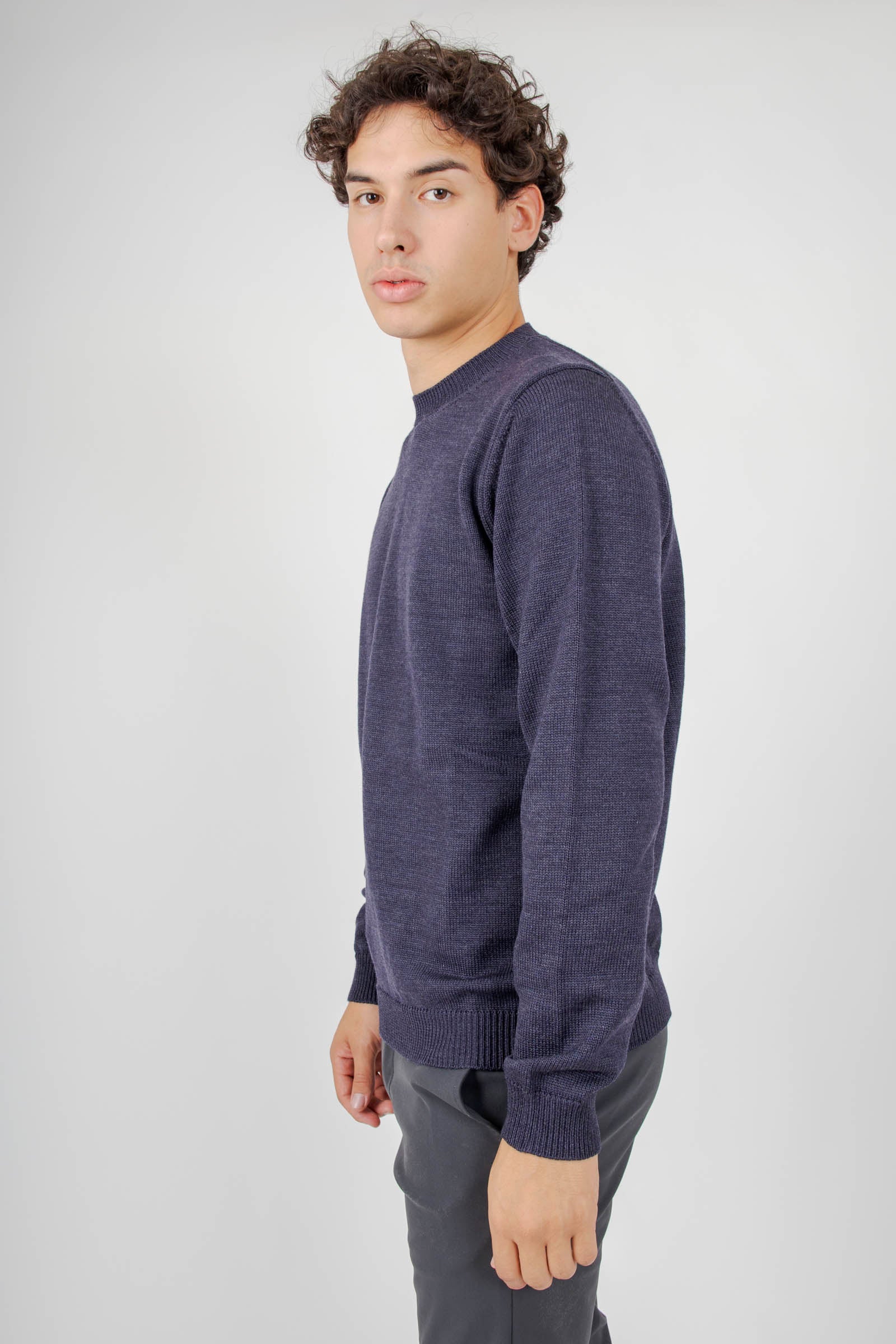 Roberto Collina Maglia Girocollo Blu Medio Uomo - 6