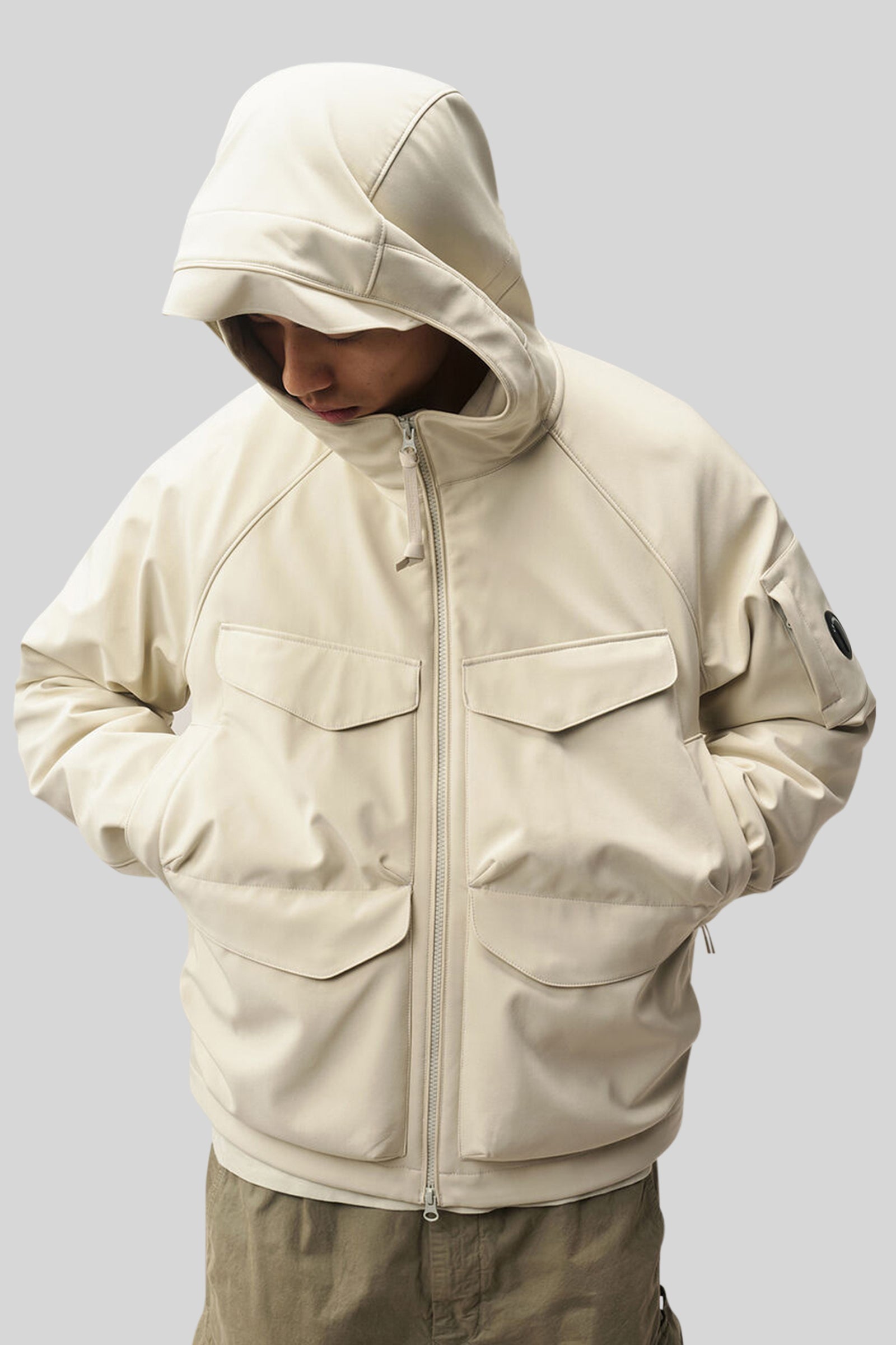 C.p. Company Giubbotto C.p. Shell-r Padded Hooded Lens Panna Uomo - 4