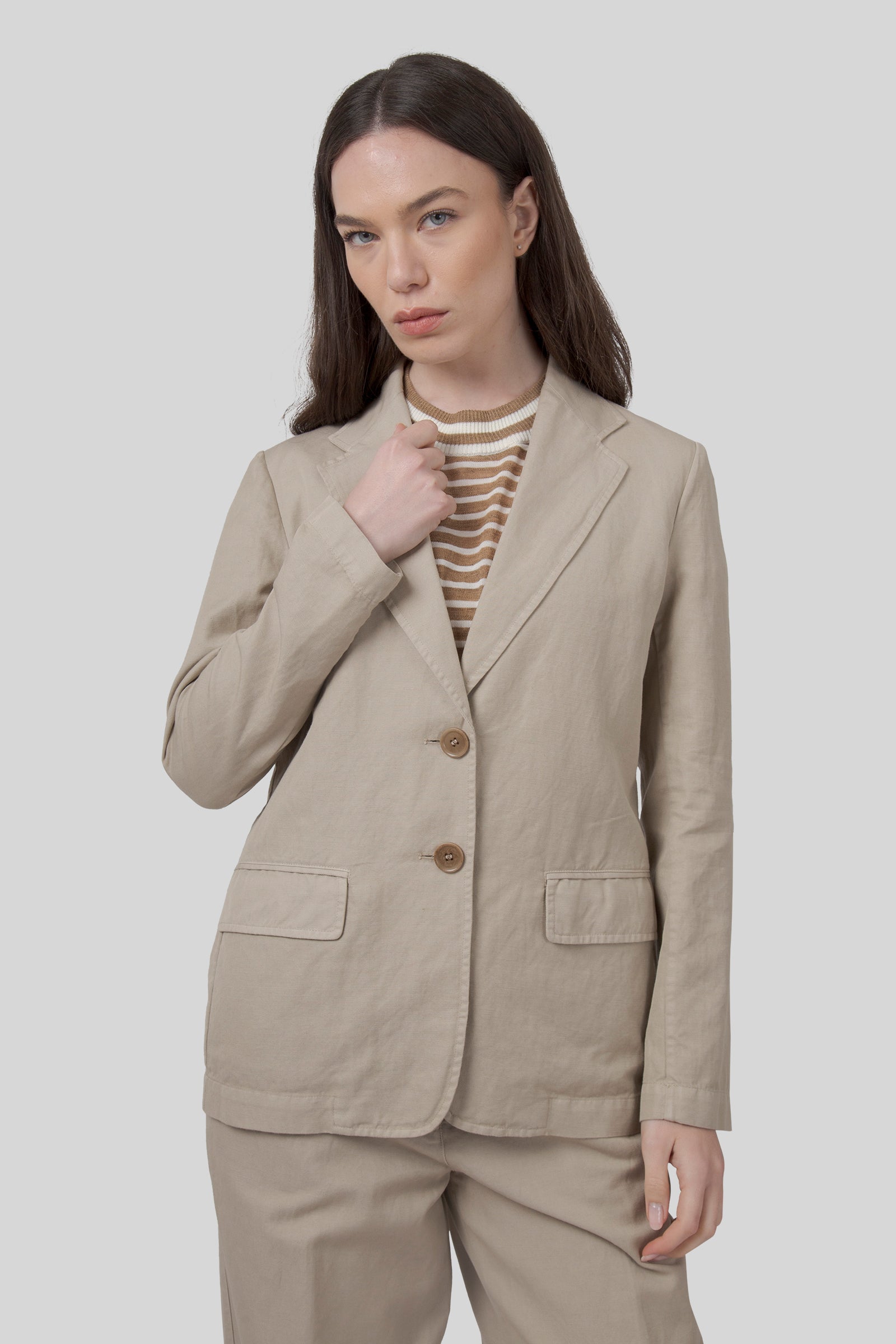 Cotton And Linen Gabardine Jacket - 1