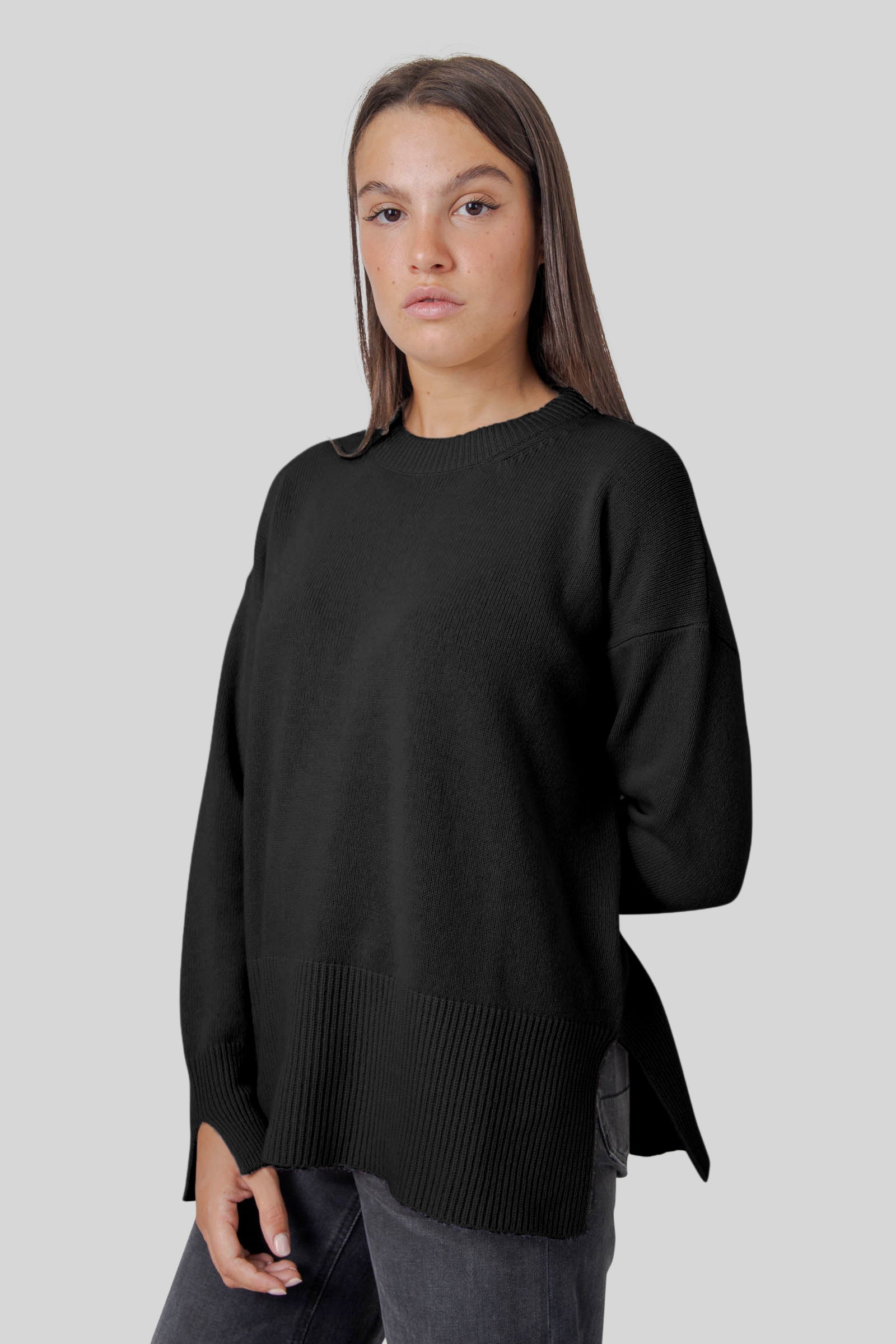 Roberto Collina Maglia Girocollo Lana Cashmere Nero Donna - 5