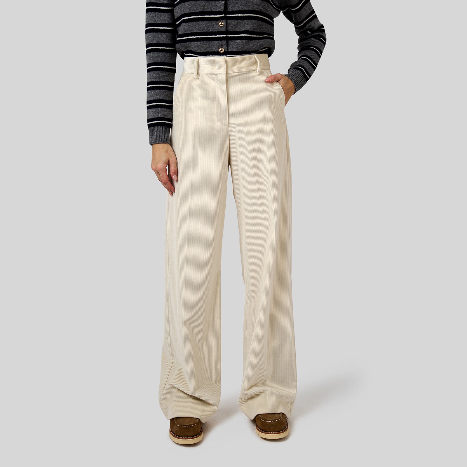 Max Mara Weekend Pantalone In Velluto Tania Avorio Donna - 7