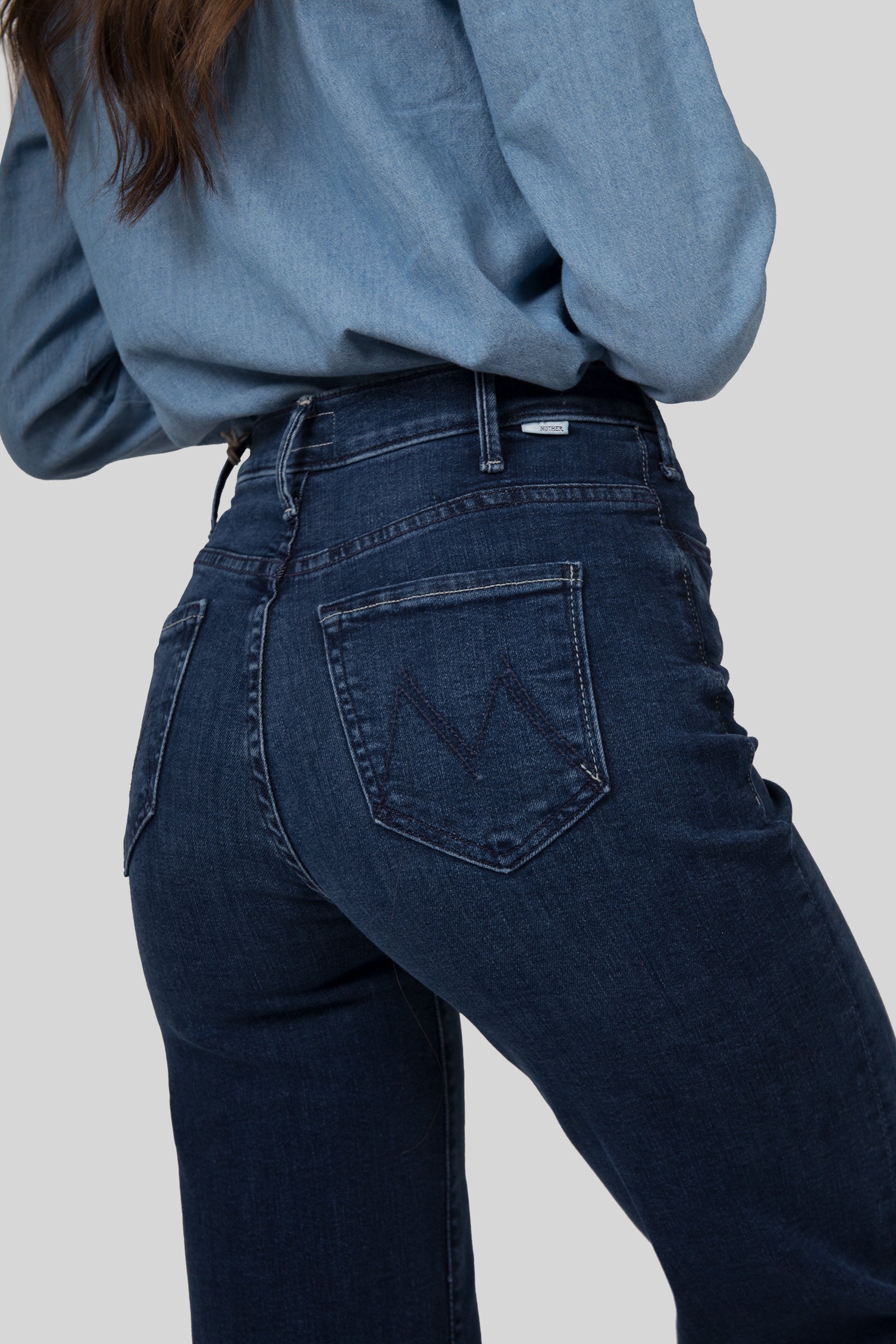 Mother Jeans The Hustler Roller Sneak Blu Medio Donna - 4
