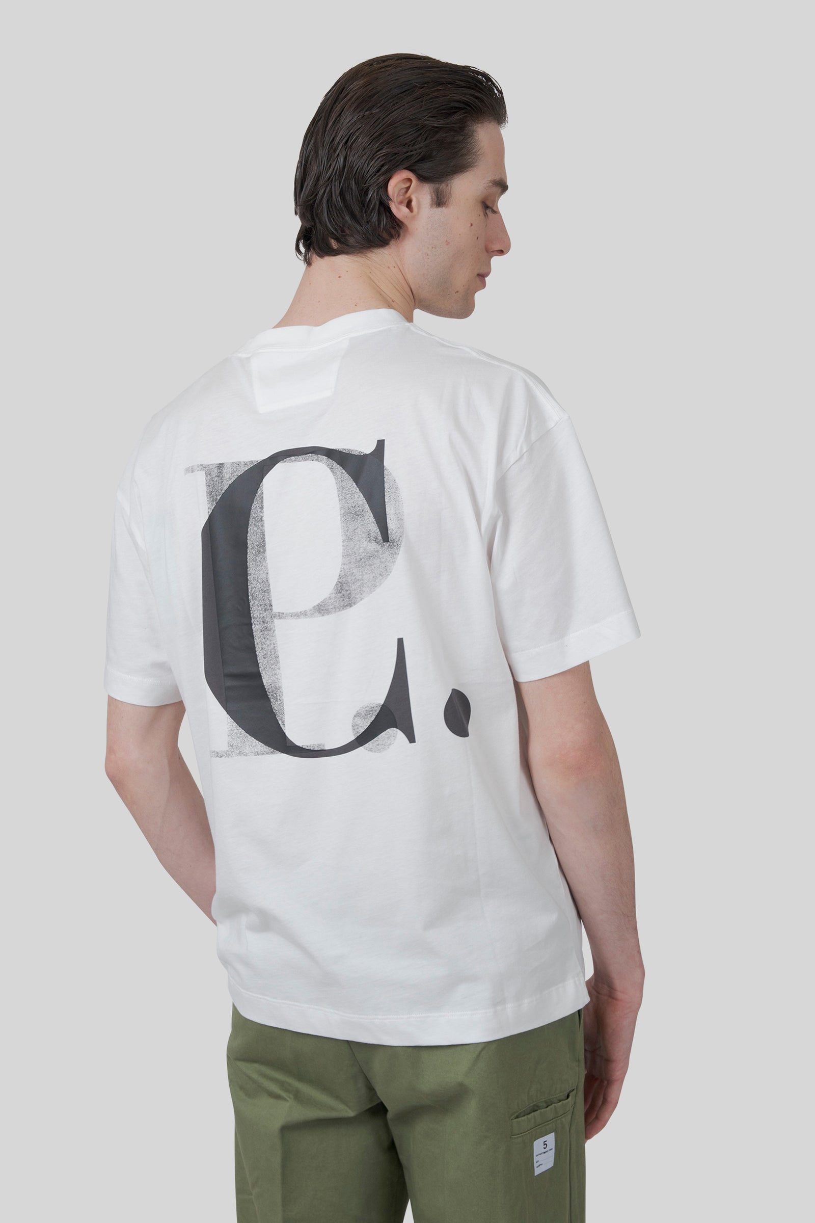 C.p. Company T-shirt 30/1 Jersey Logo Bianco Off Uomo - 5