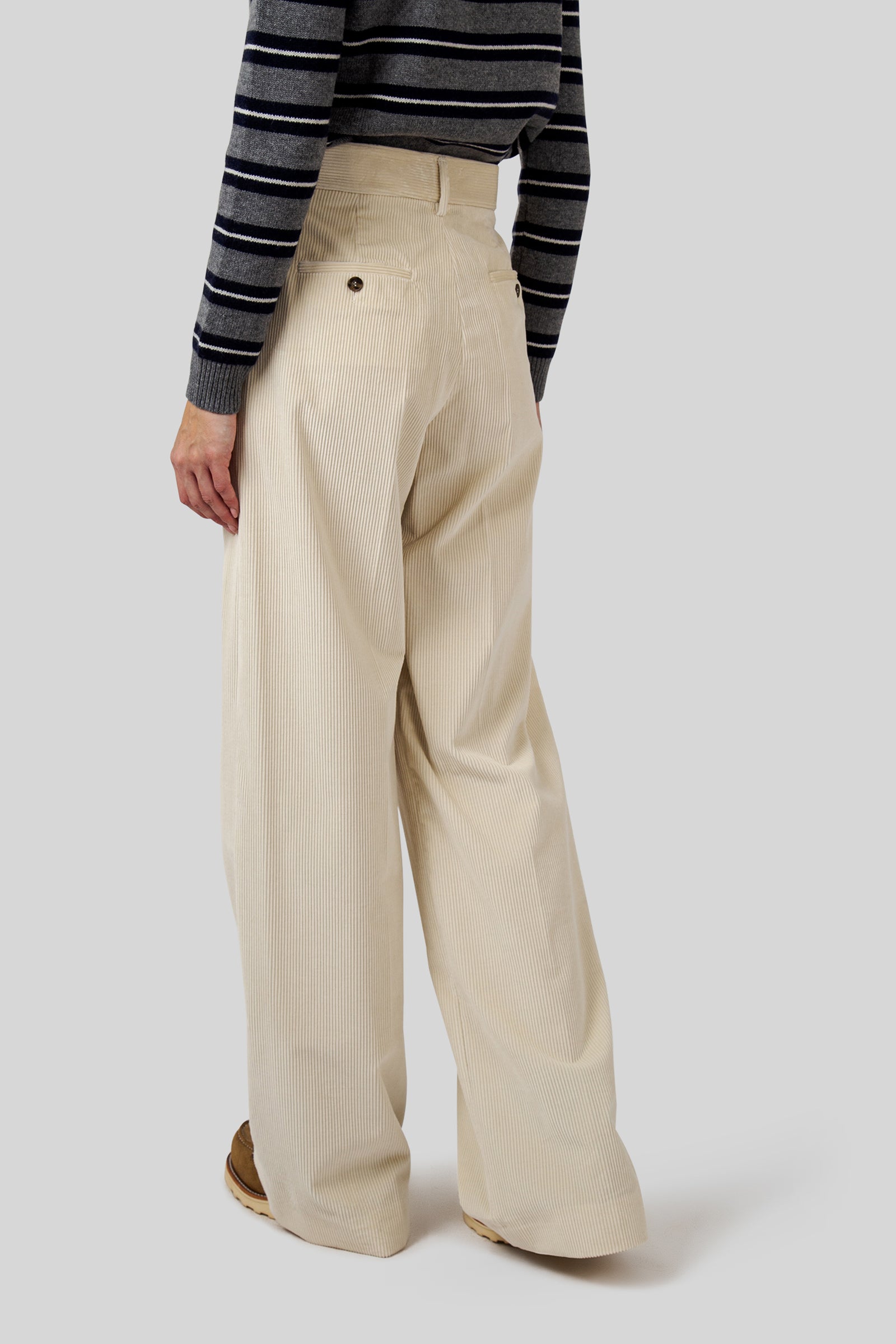 Max Mara Weekend Pantalone In Velluto Tania Avorio Donna - 5