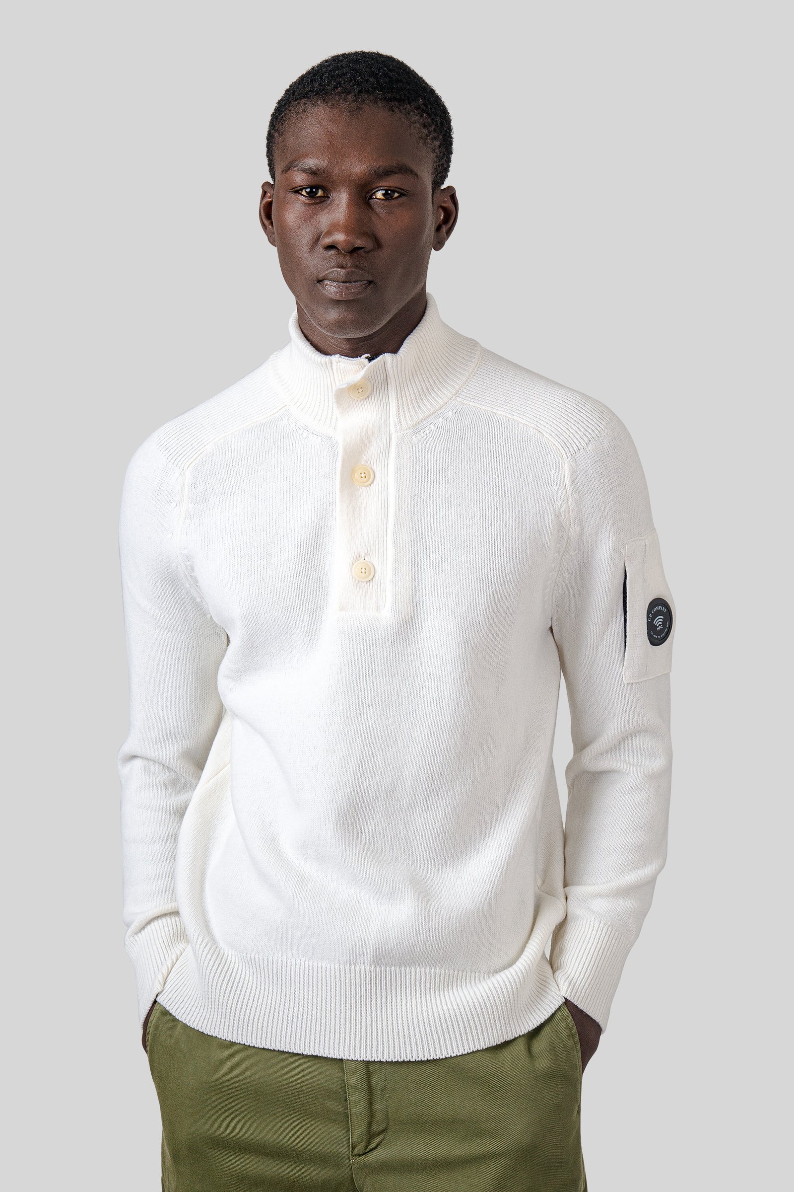 Maglia Lambswool Half Button Lens - 3