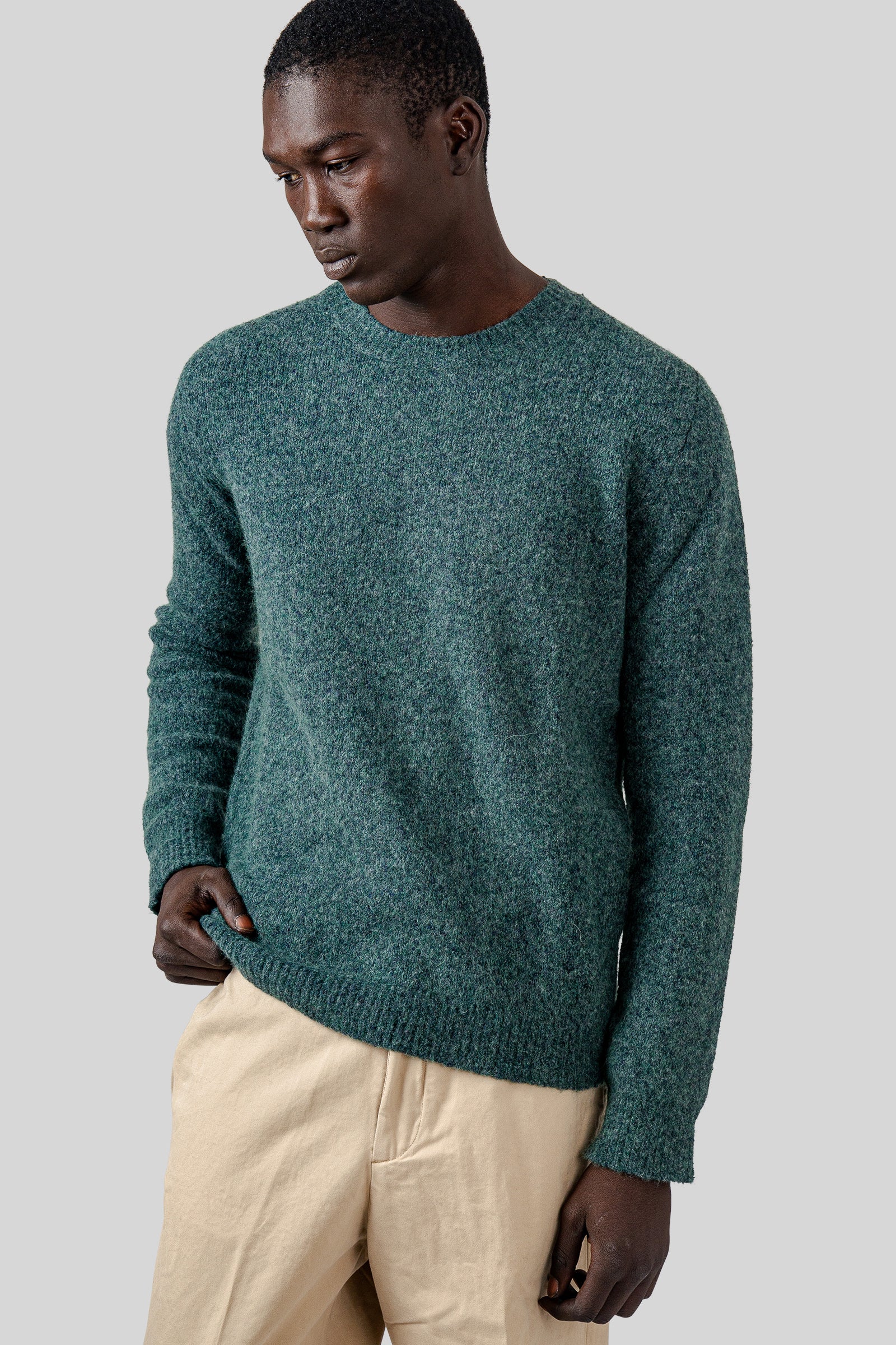 Roberto Collina Maglia Girocollo Verde Uomo - 5