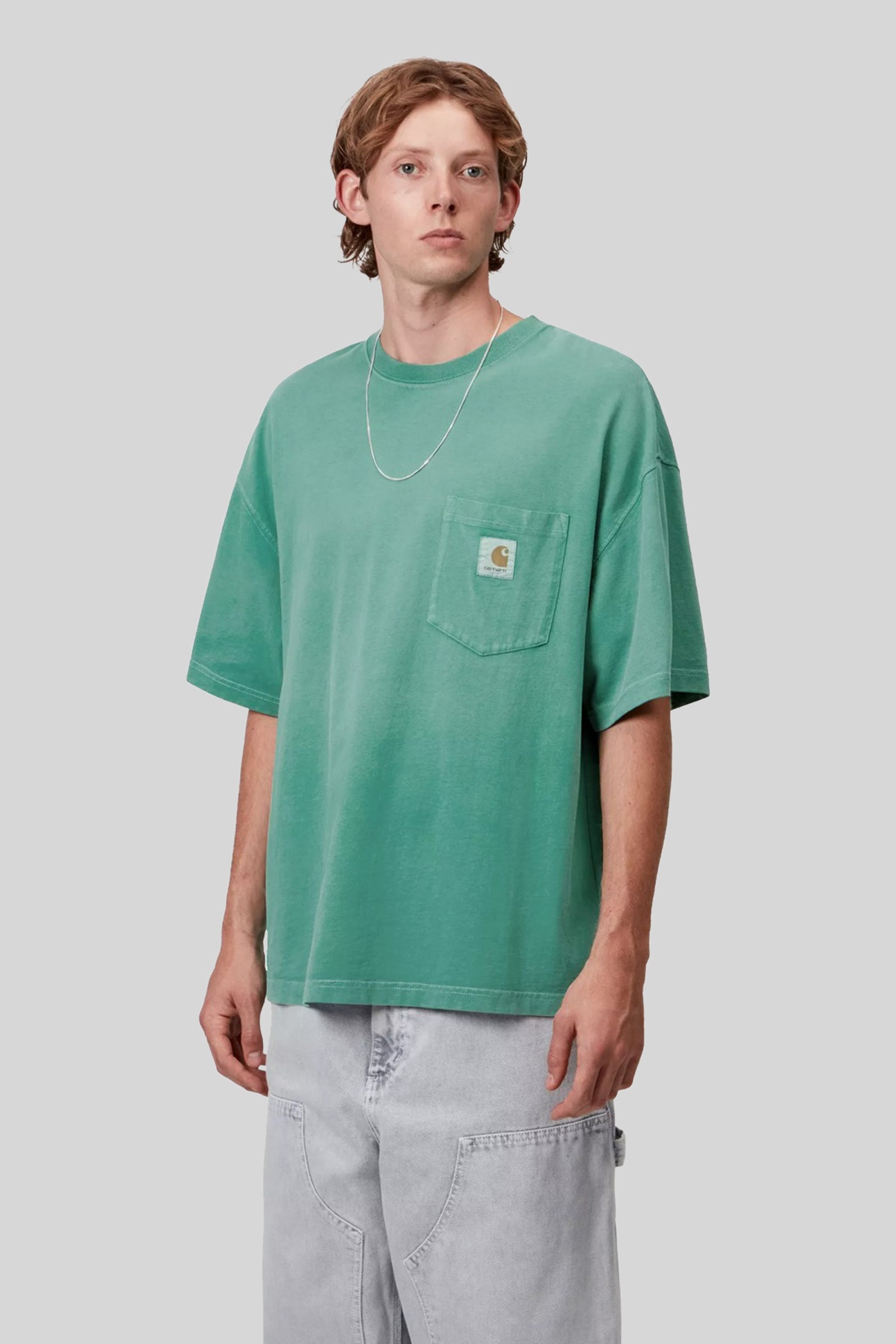 Carhartt Wip T-shirt S/s Hudson Pocket Verde Acqua Uomo - 1