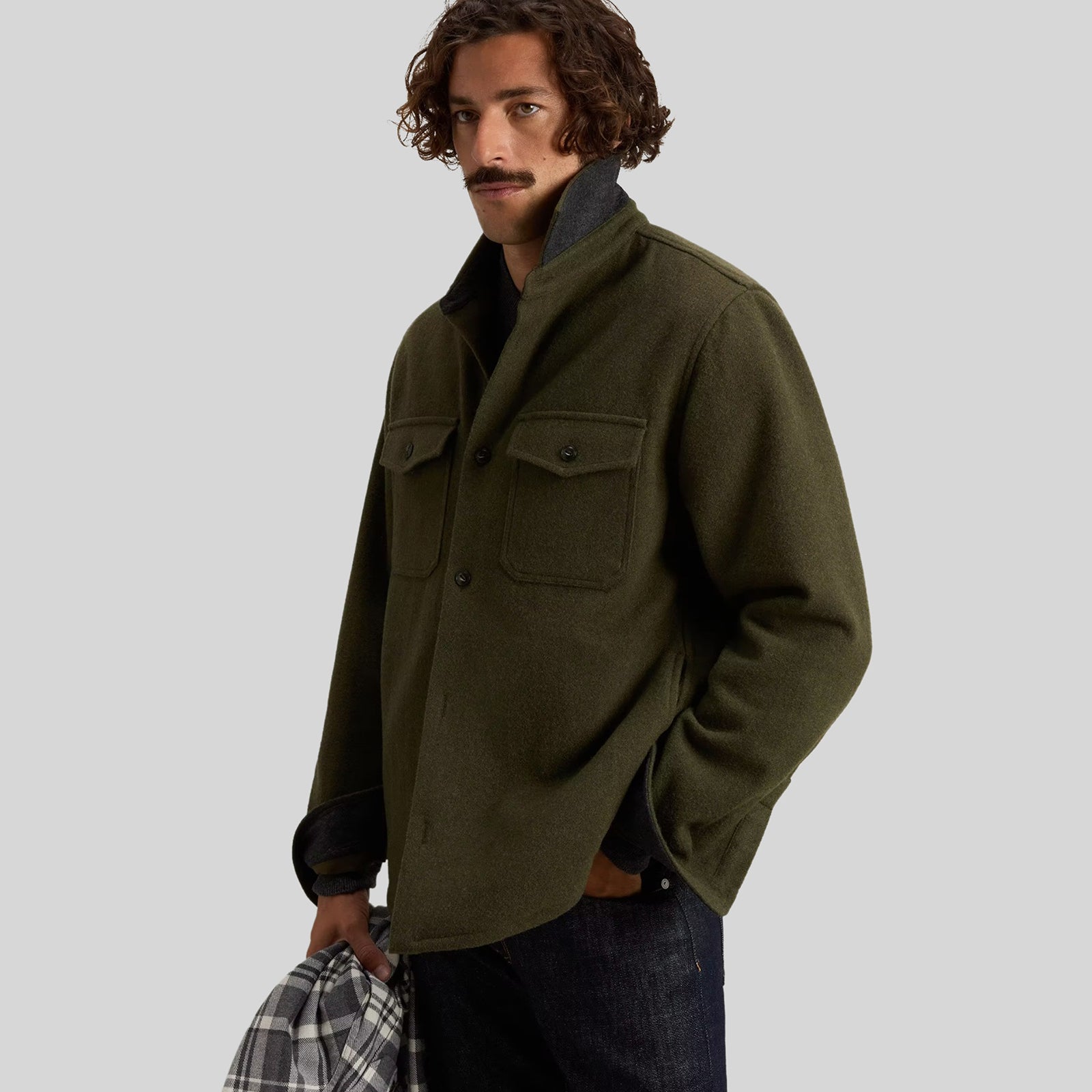 Woolrich Woolen Mills Ranger Overshirt Verde Militare Uomo - 7