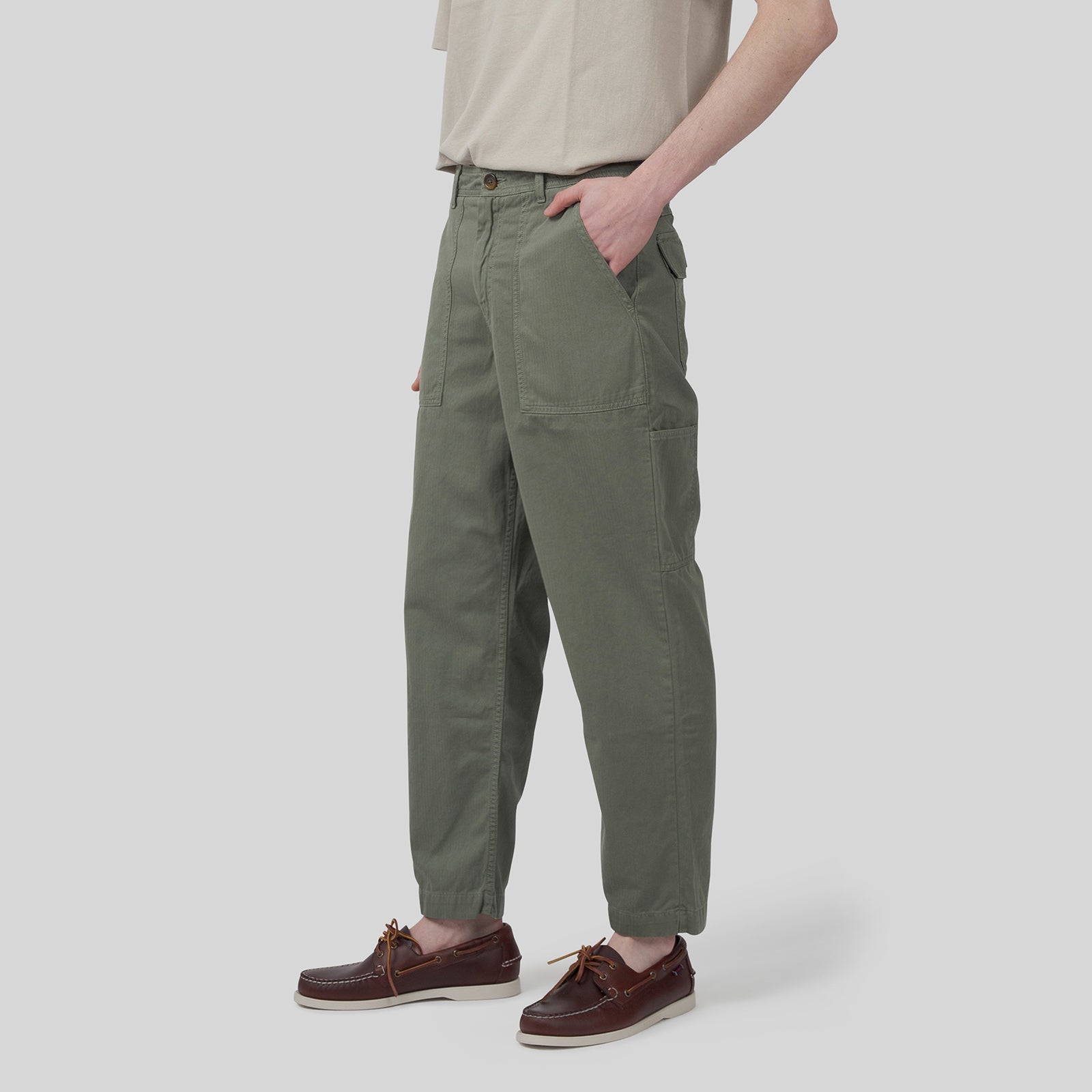 Sebago Pantalone Milton Herringbone Verde Uomo - 8