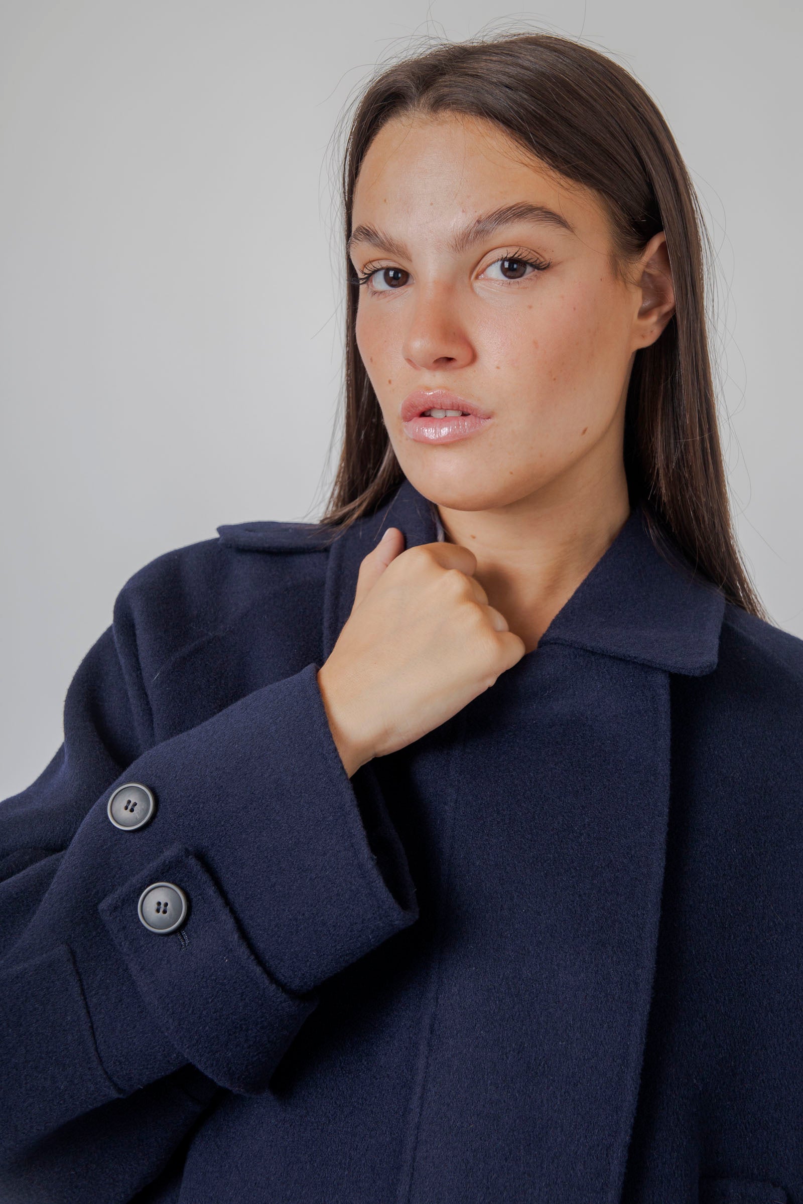 Weekend Max Mara Cappotto Corto In Drap Di Lana Carella Blu Donna - 6