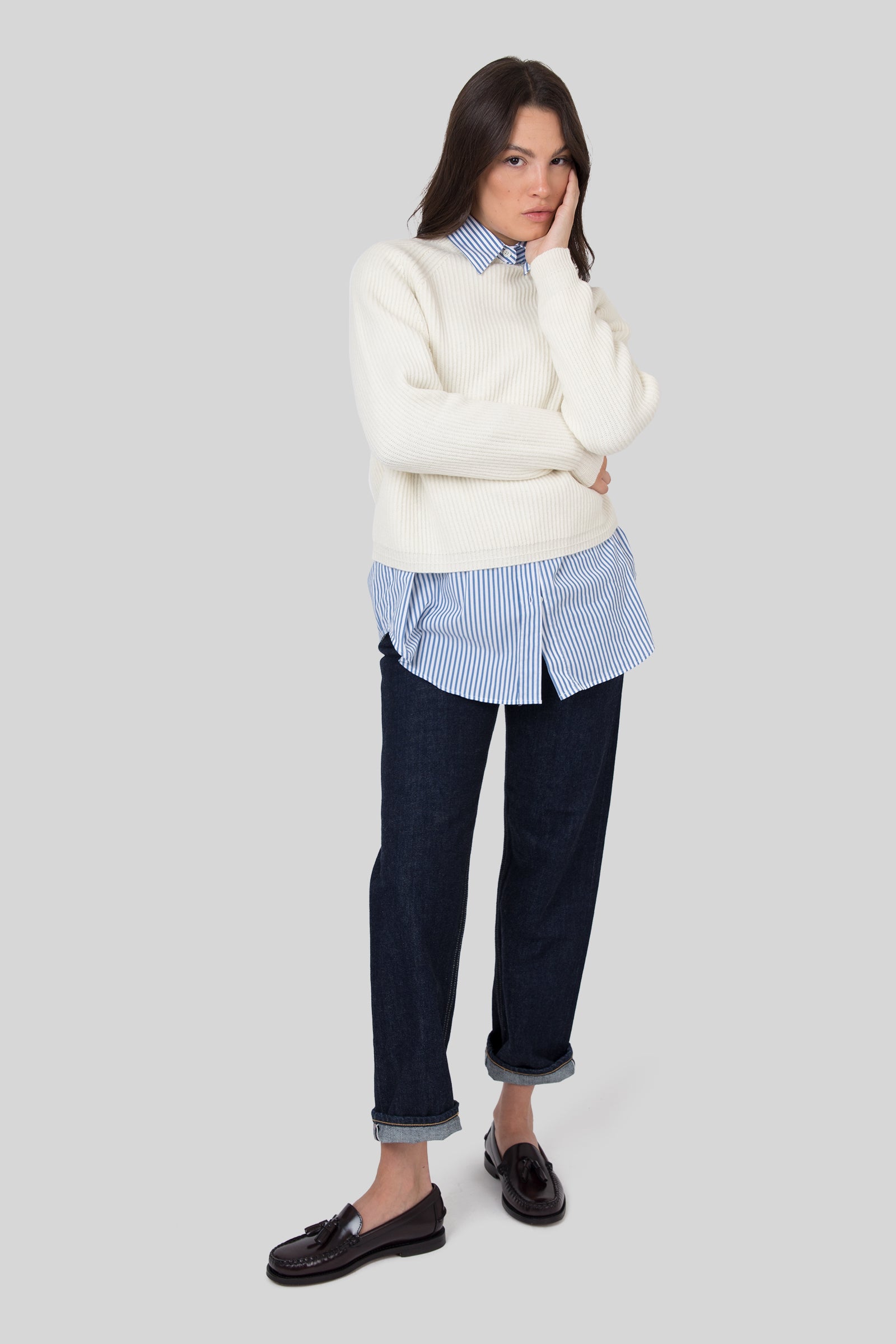 Grifoni Maglia Girocollo Inglese Panna Donna - 4