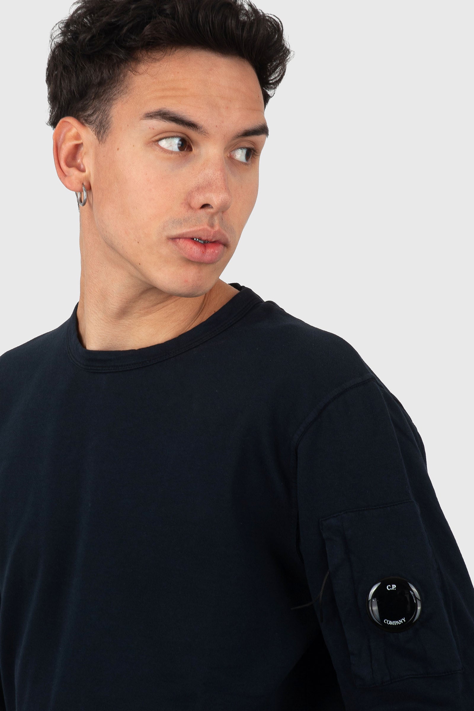 C.p. Company Felpa Light Fleece Crewneck Lens Blu Scuro Uomo - 2