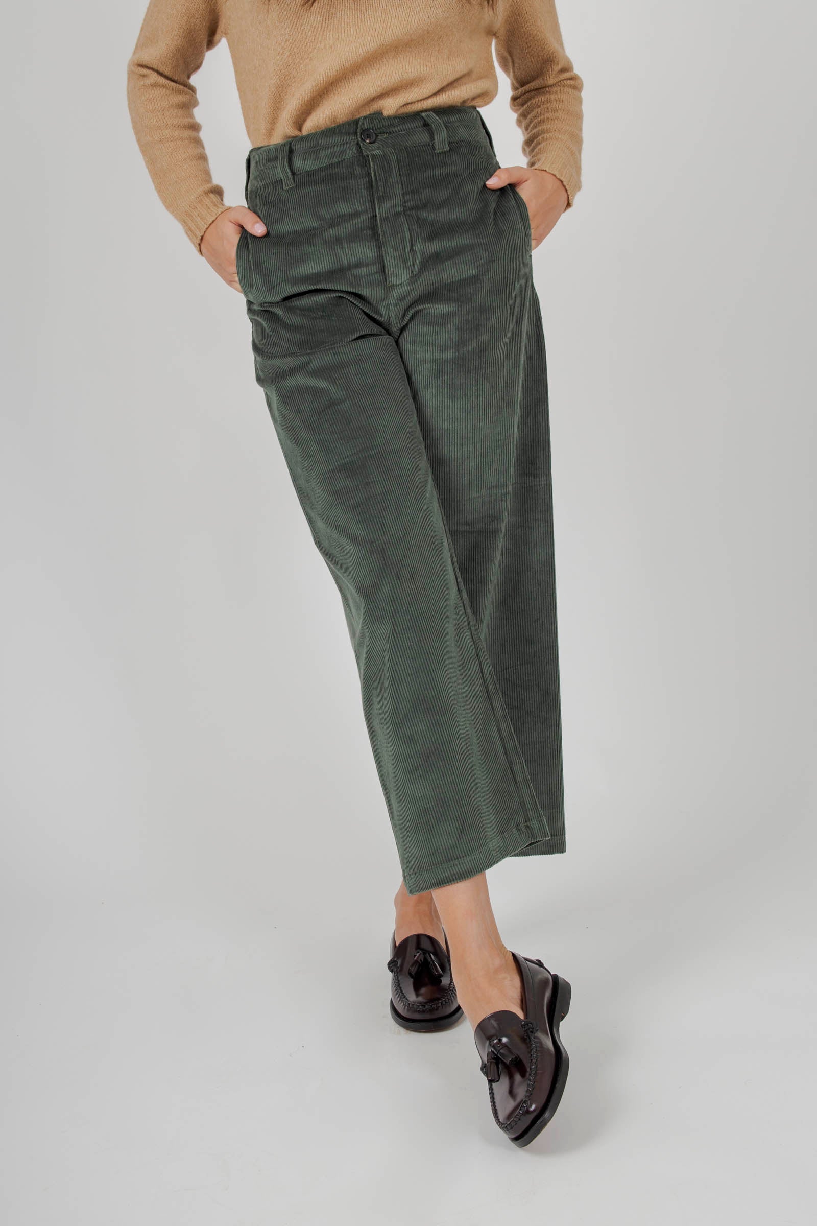Department Five Pantalone Due Velluto Verde Donna - 4