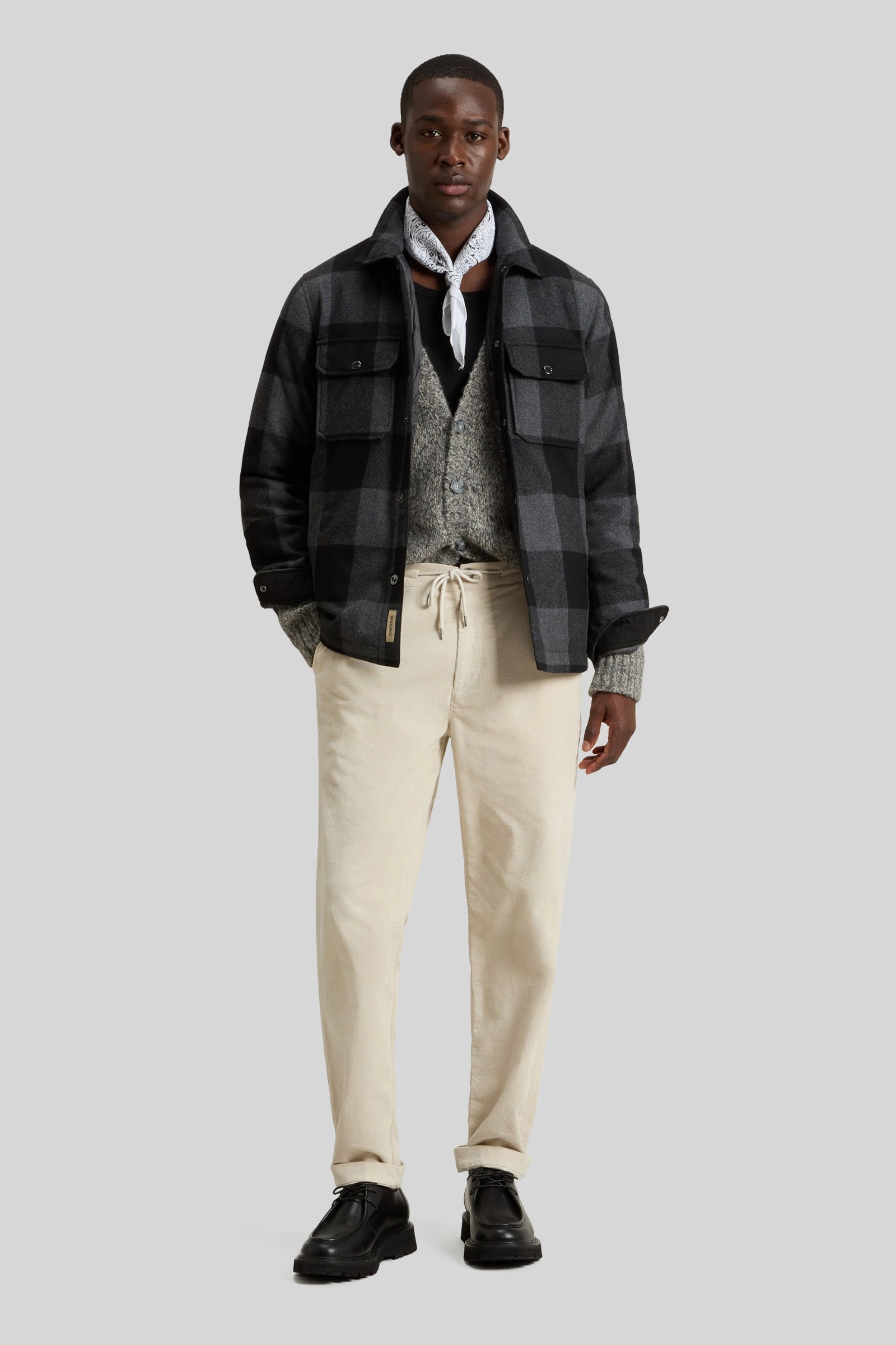 Woolrich Wool Check Alaskan Shirt Jacket Antracite Uomo - 7