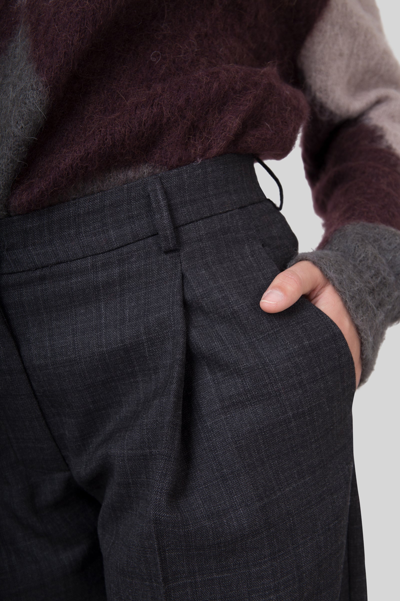 Grifoni Pantalone Lana Check Antracite Donna - 2