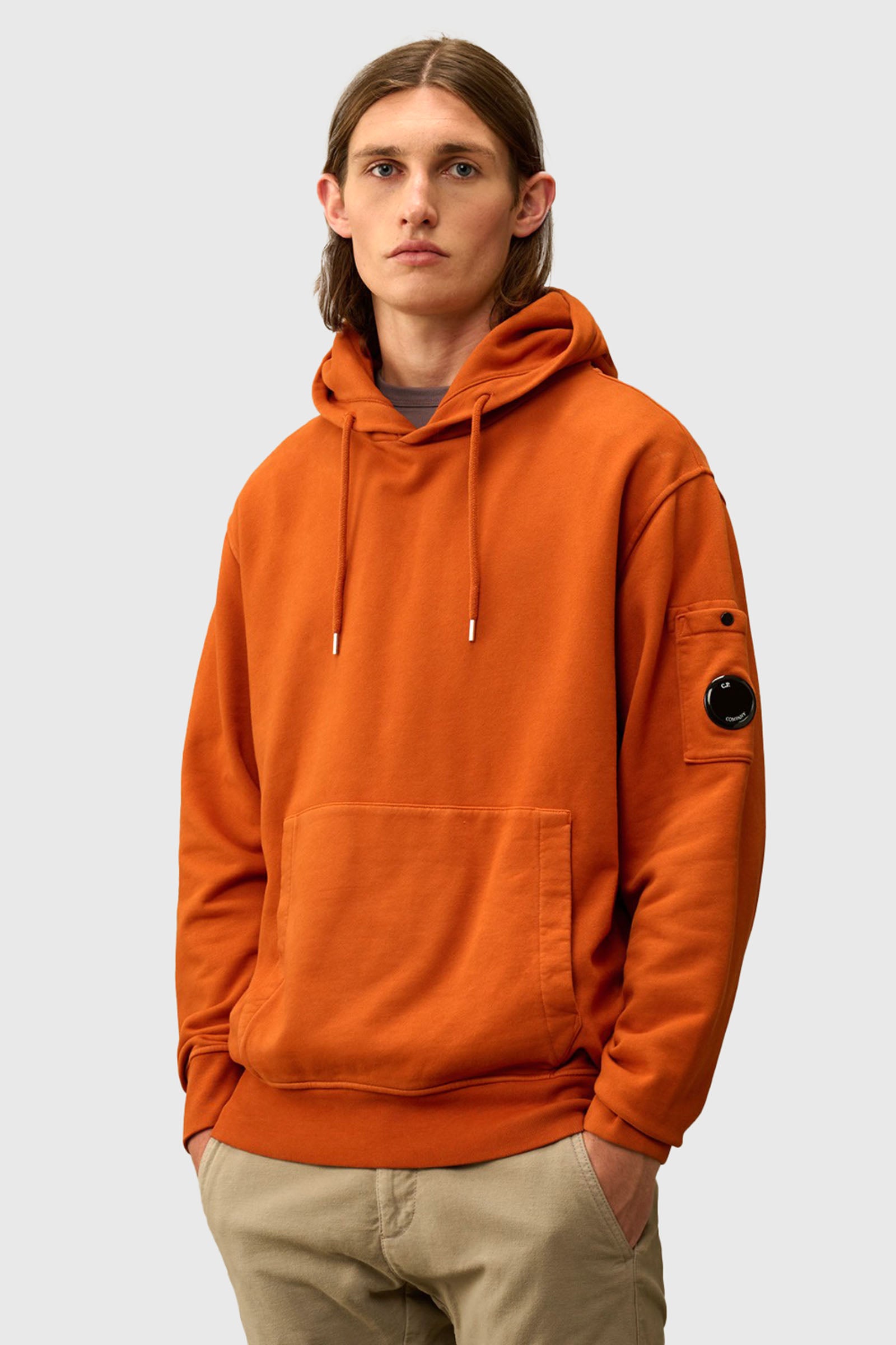 C.p. Company Felpa Brushed And Emerized Diagonal Fleece Lens Hooded Ma