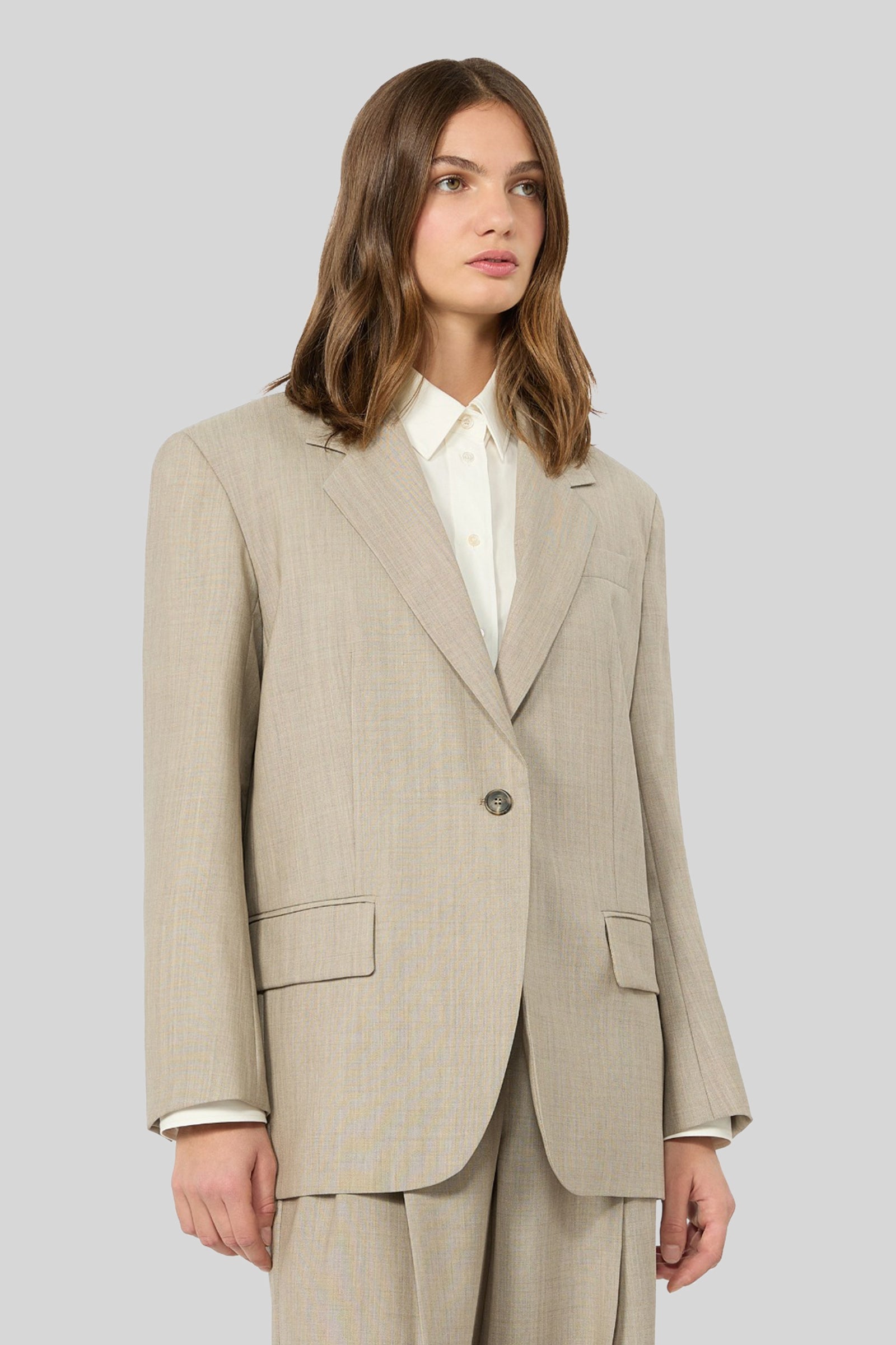 Max Mara Weekend Blazer Over In Tela Di Lana Attila Nocciola Donna - 3