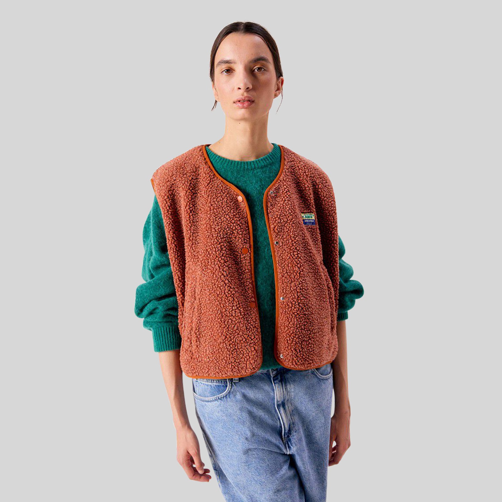 American Vintage Gilet Hoktown Terracotta Donna - 5