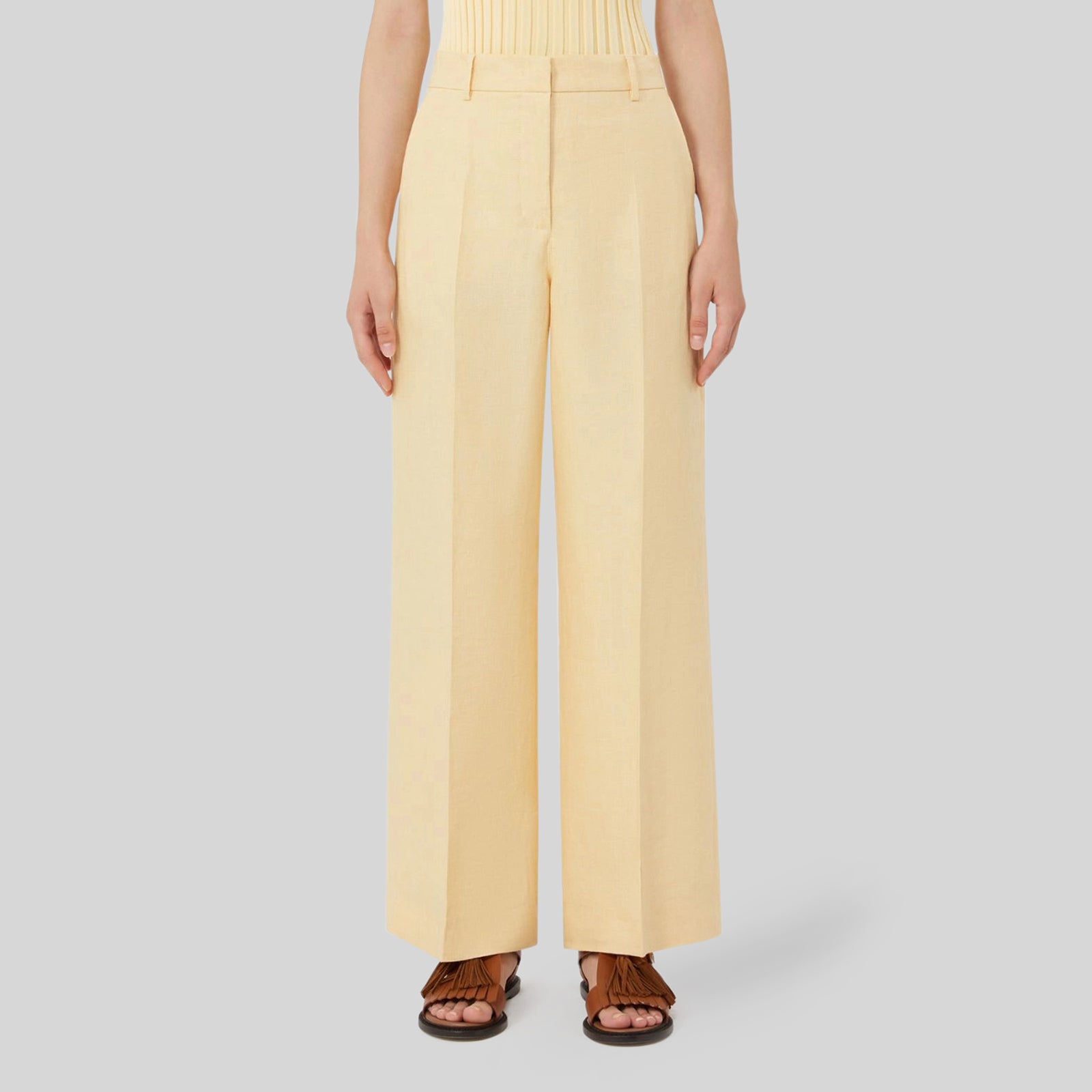 Max Mara Weekend Pantalone In Canvas Di Lino Malizia Giallo Donna - 4