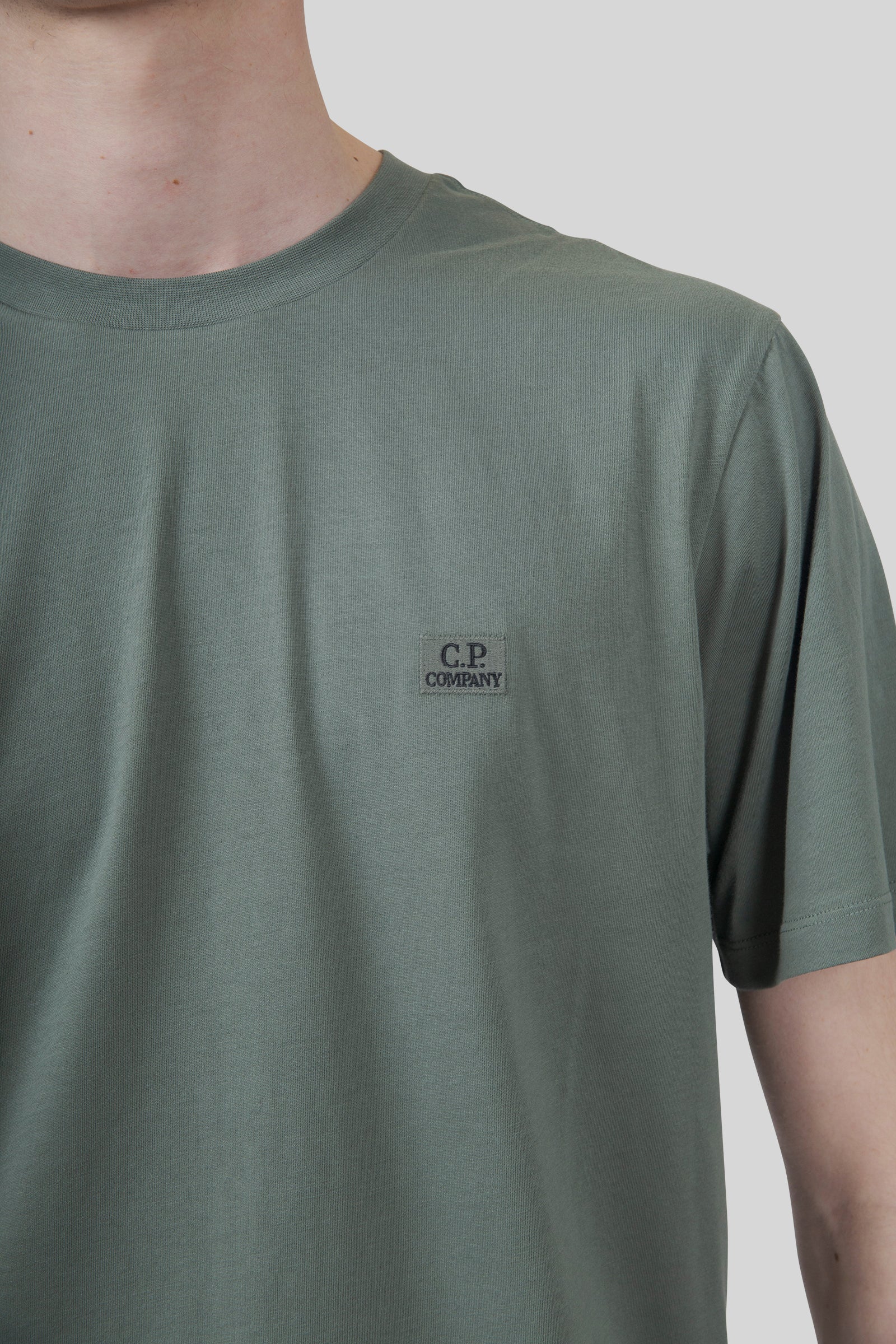 C.p. Company T-shirt 30/1 Jersey Logo Patch Verde Uomo - 2