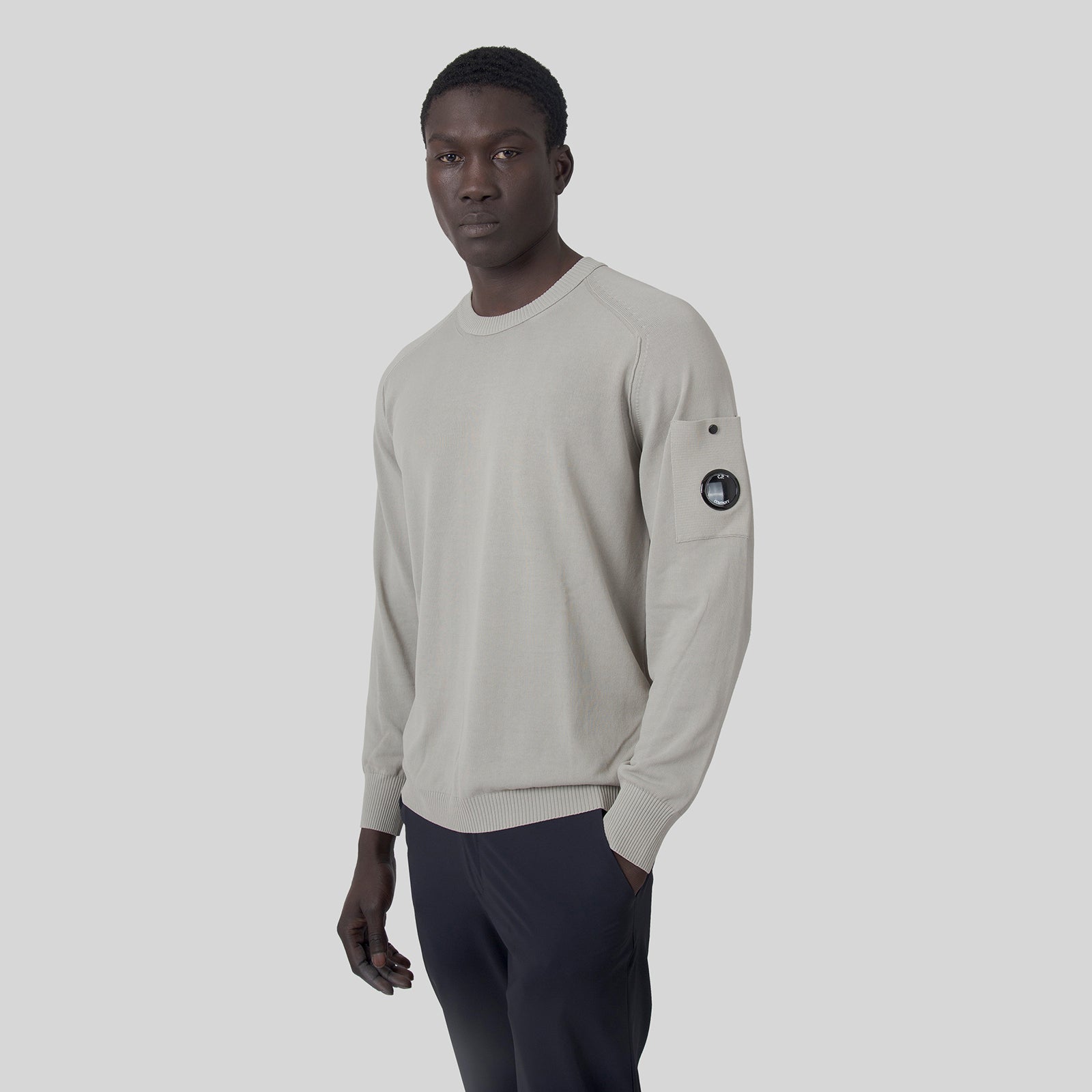 Cotton Crepe Crewneck Lens Sweater - 7