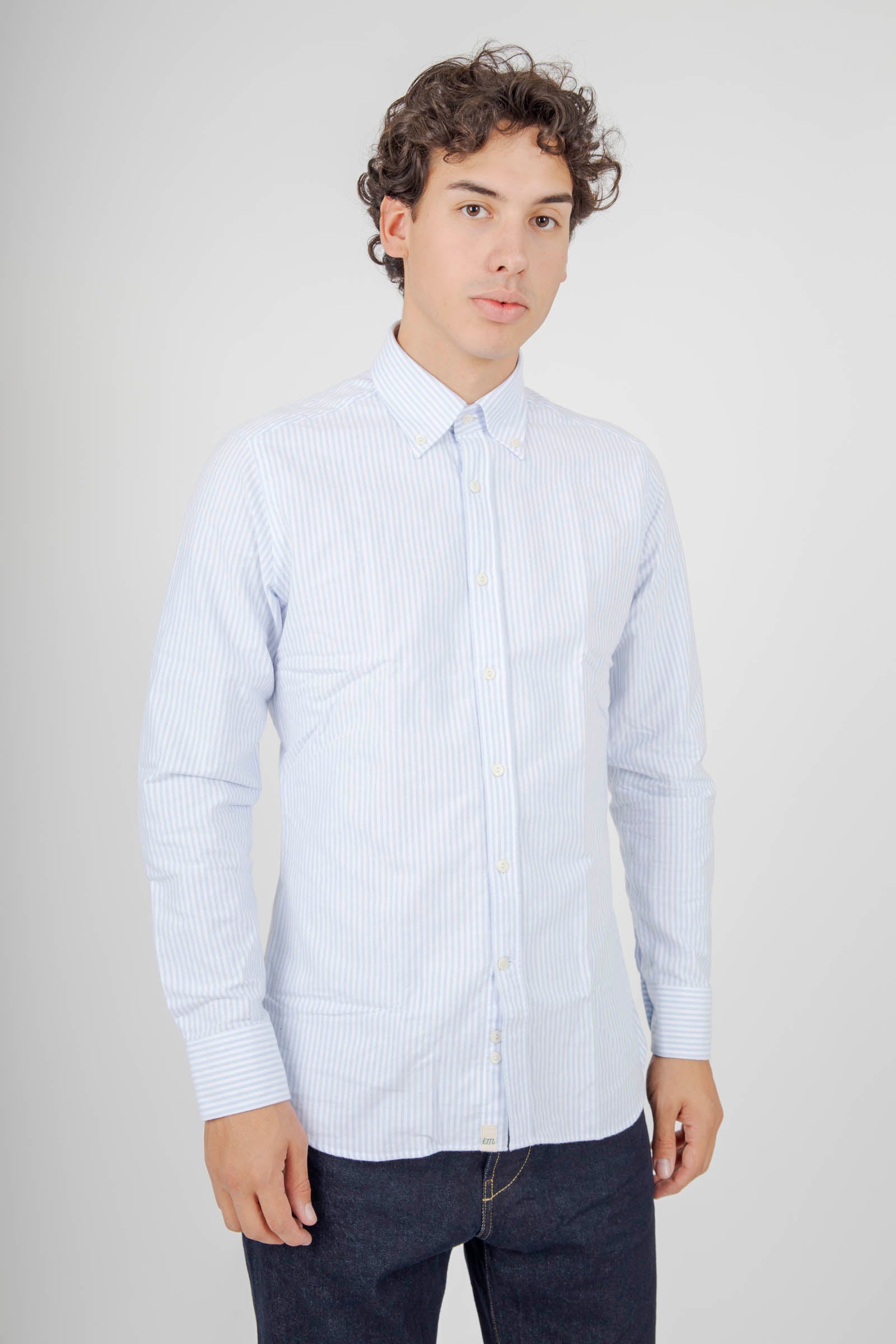 Tintoria Mattei Camicia Riga Flanella Azzurro Uomo - 3