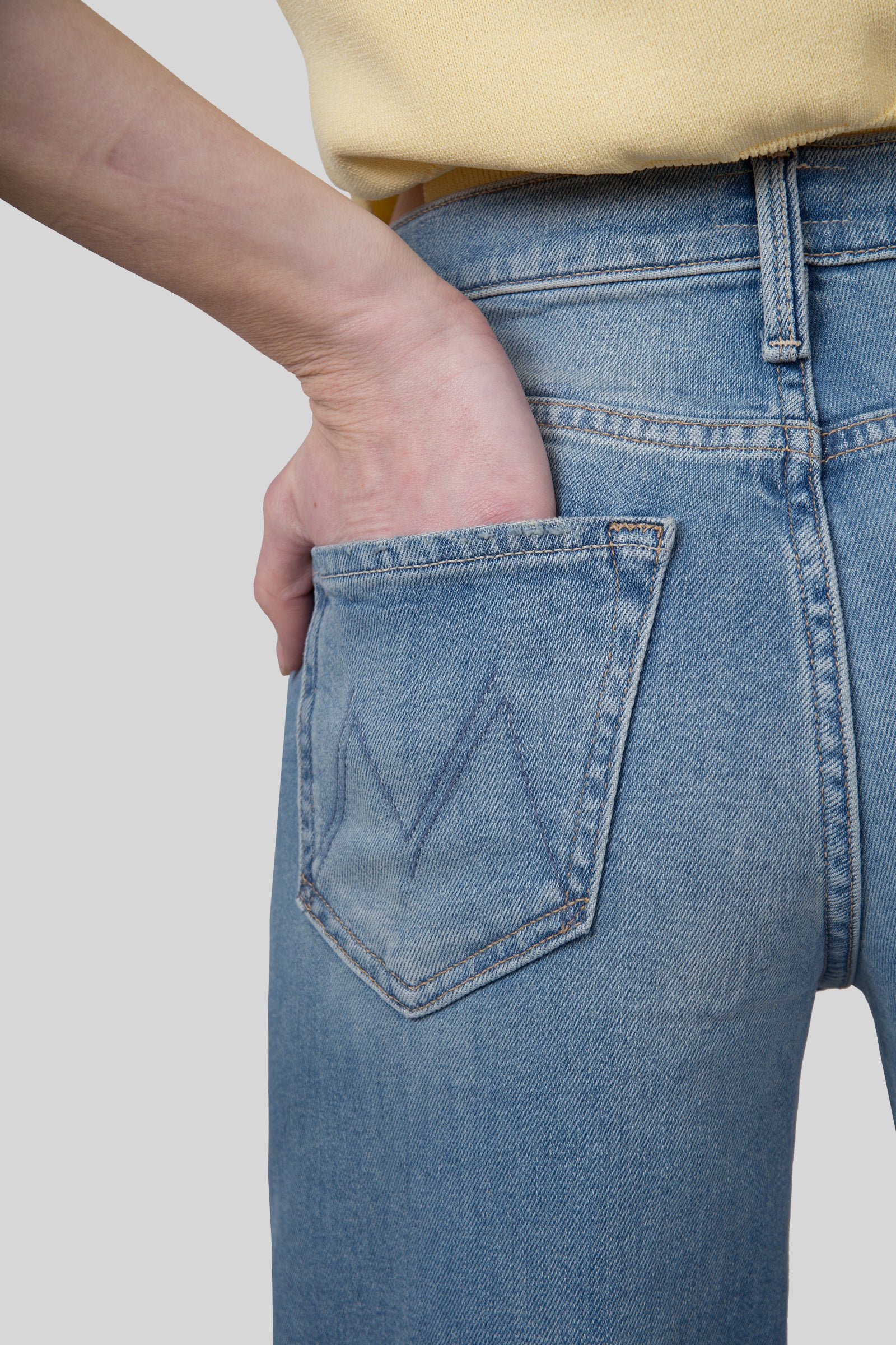 Mother Jeans The Snipper Zip Sneak Denim Chiaro Donna - 4