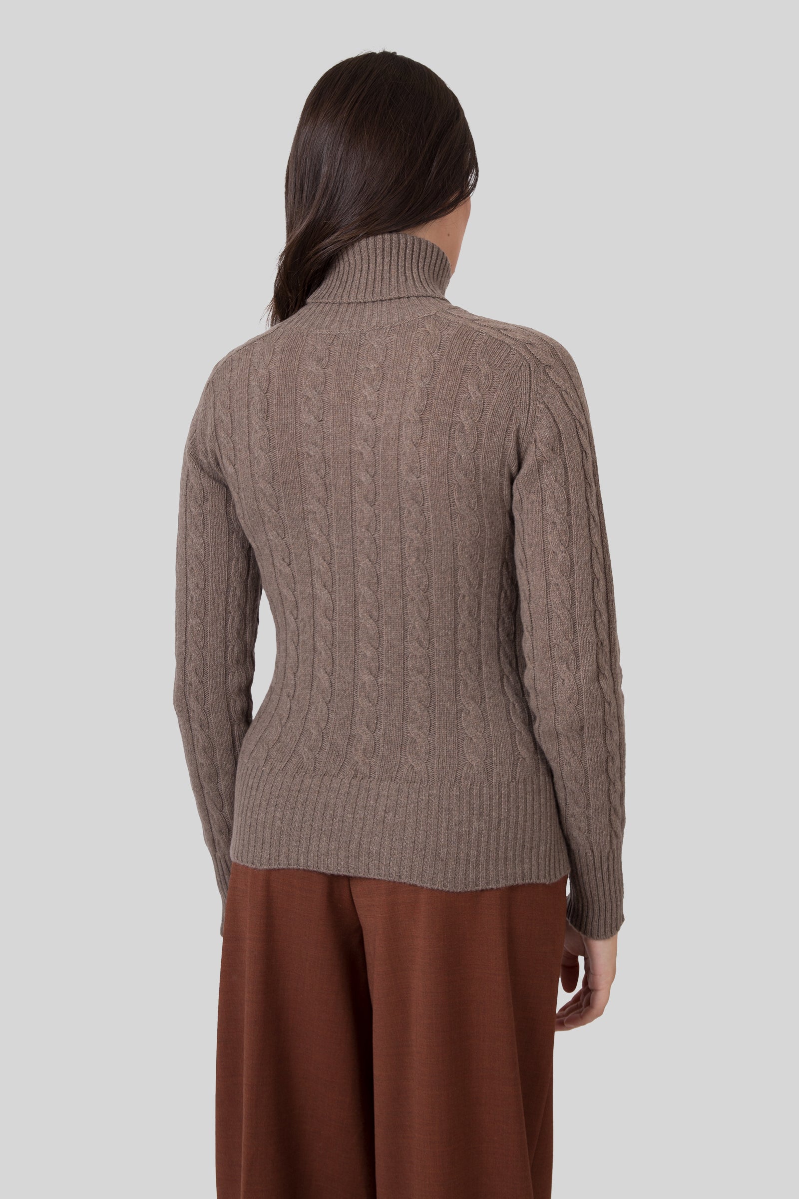 Grifoni Maglia Trecce Collo Alto Noce Donna - 5