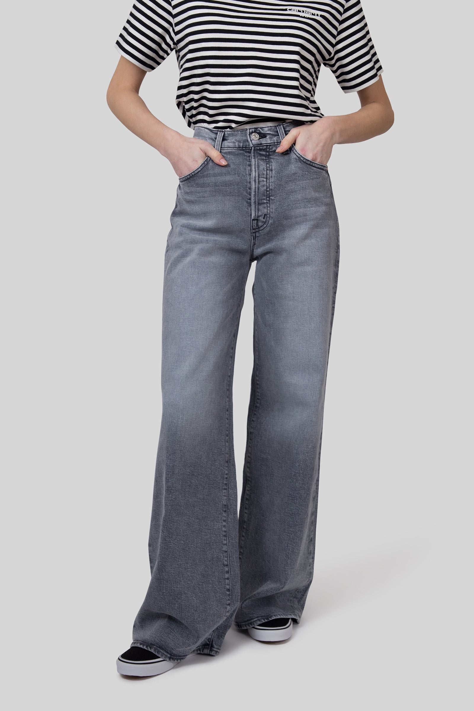 Mother Jeans The Ditcher Roller Sneak Grigio Chiaro Donna - 1