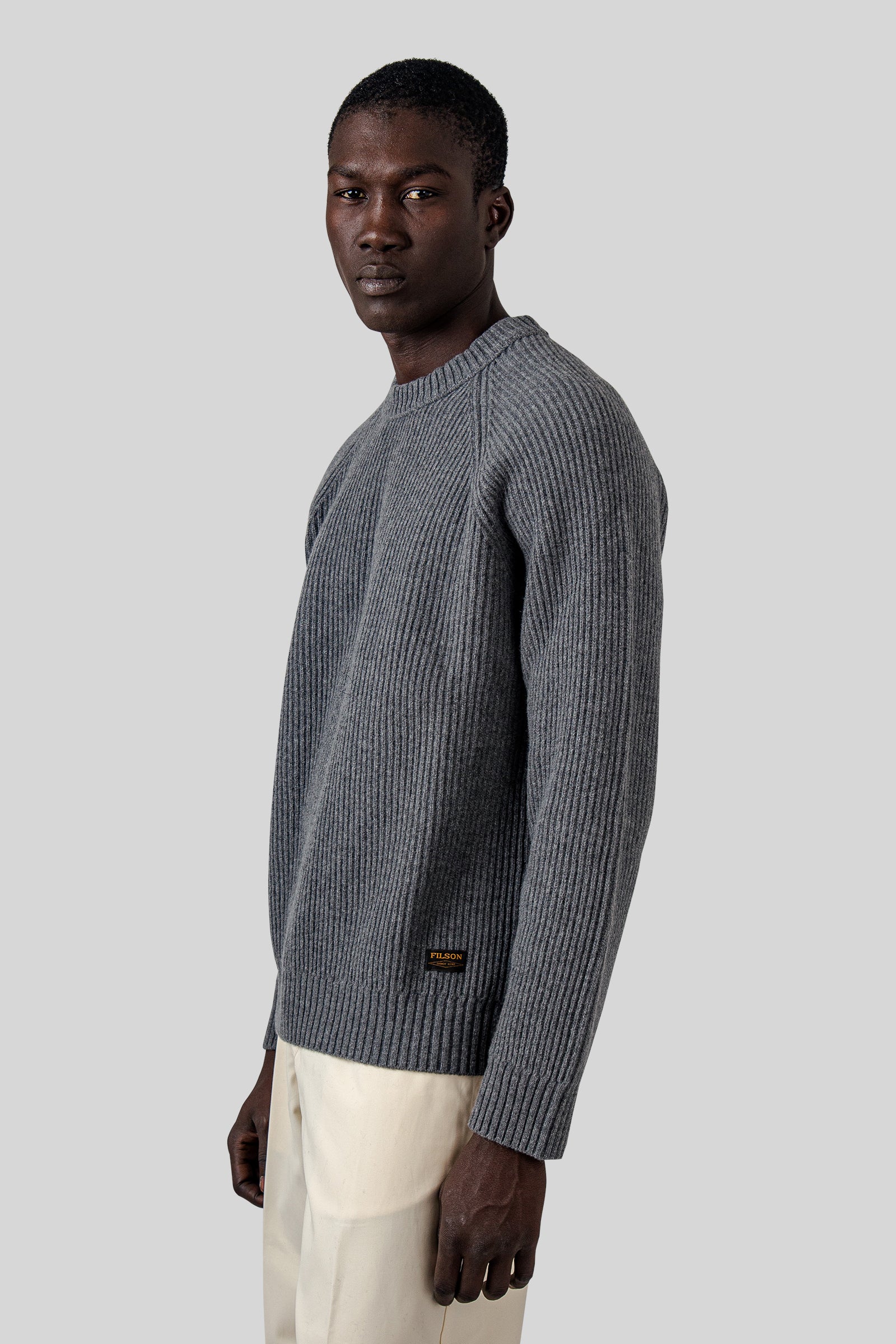 Filson Cascade Rib Crewneck Grigio Melange Uomo - 3