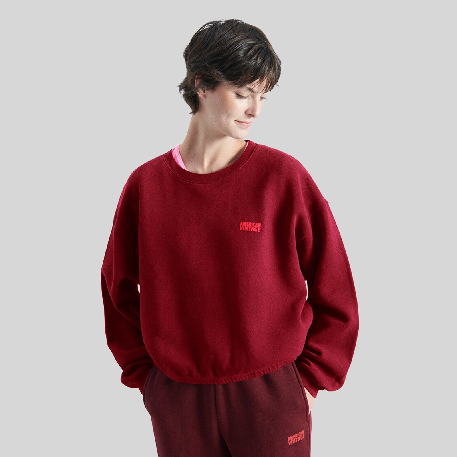 American Vintage Felpa Izubird Bordeaux Donna - 4