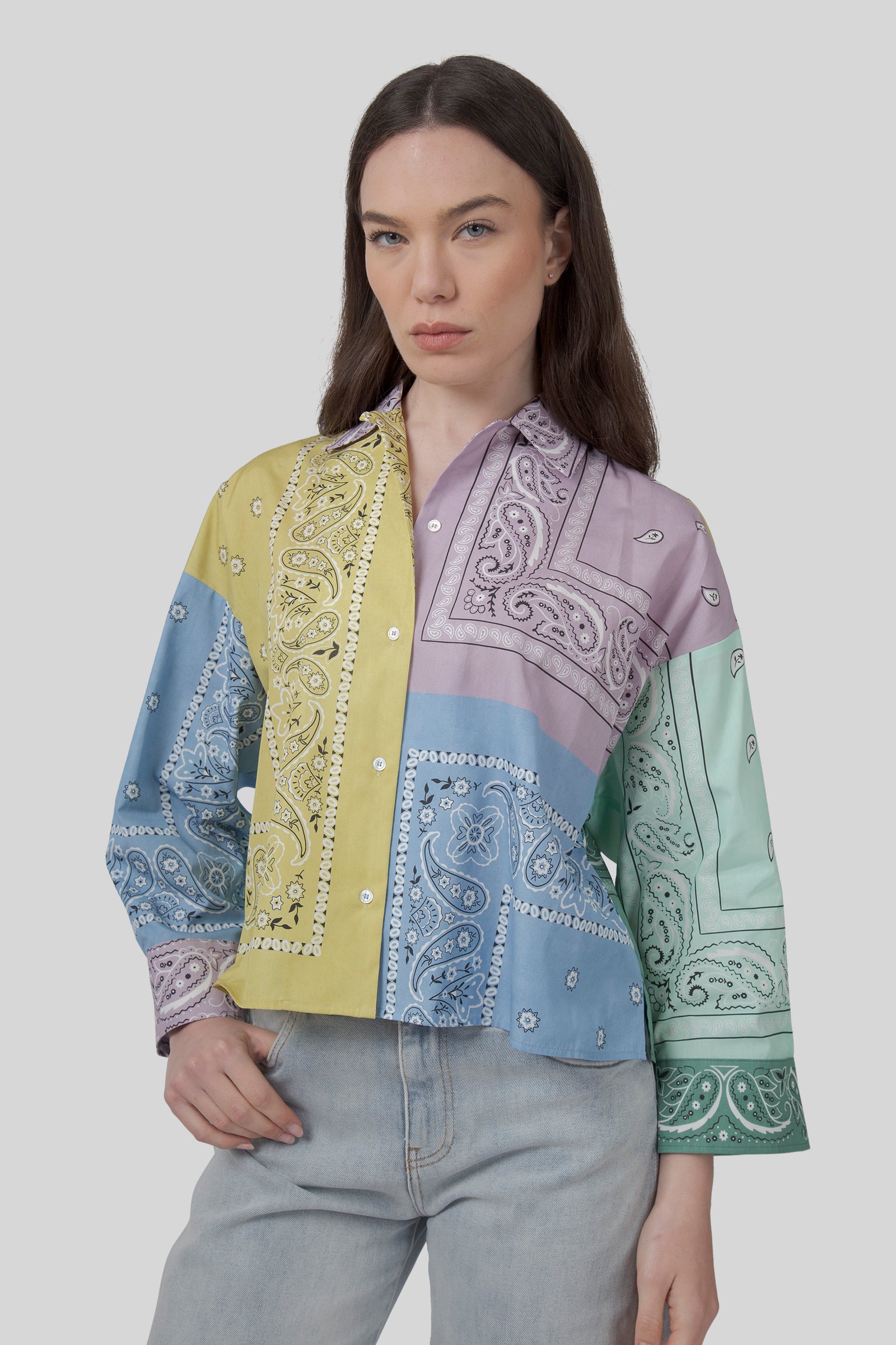 Lampone Patch Bandana Poplin Shirt - 7