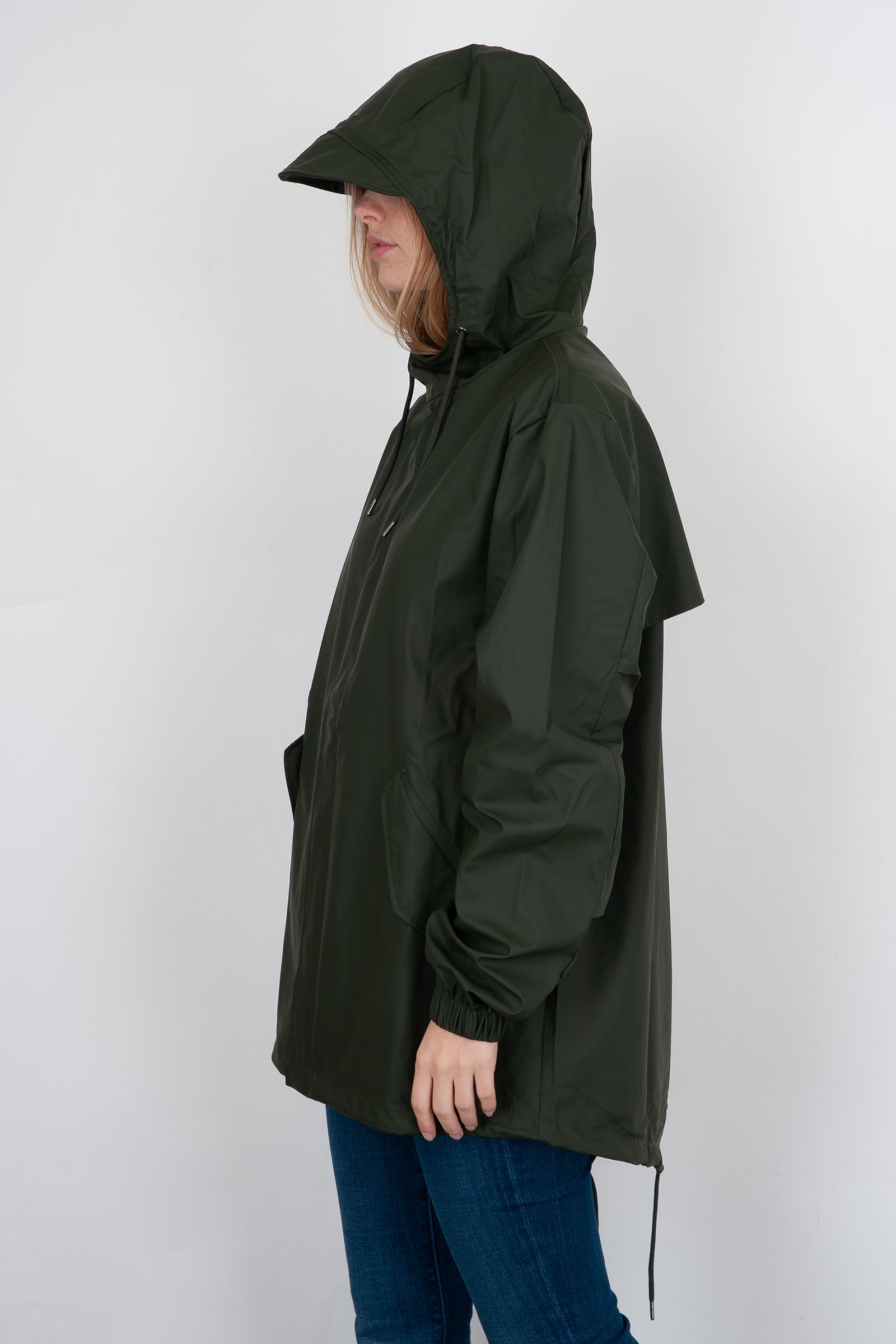 Rains Fishtail Jacket Verde Scuro Donna - 3