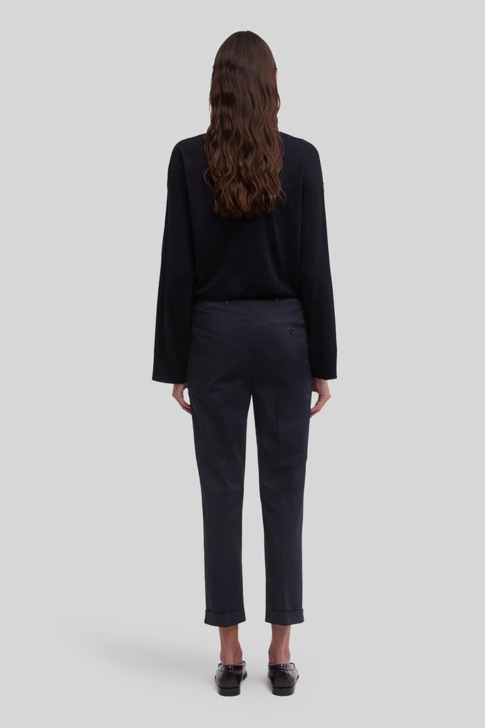 Aspesi Pantalone In Twill Di Cotone Stretch Blu Navy Donna - 3