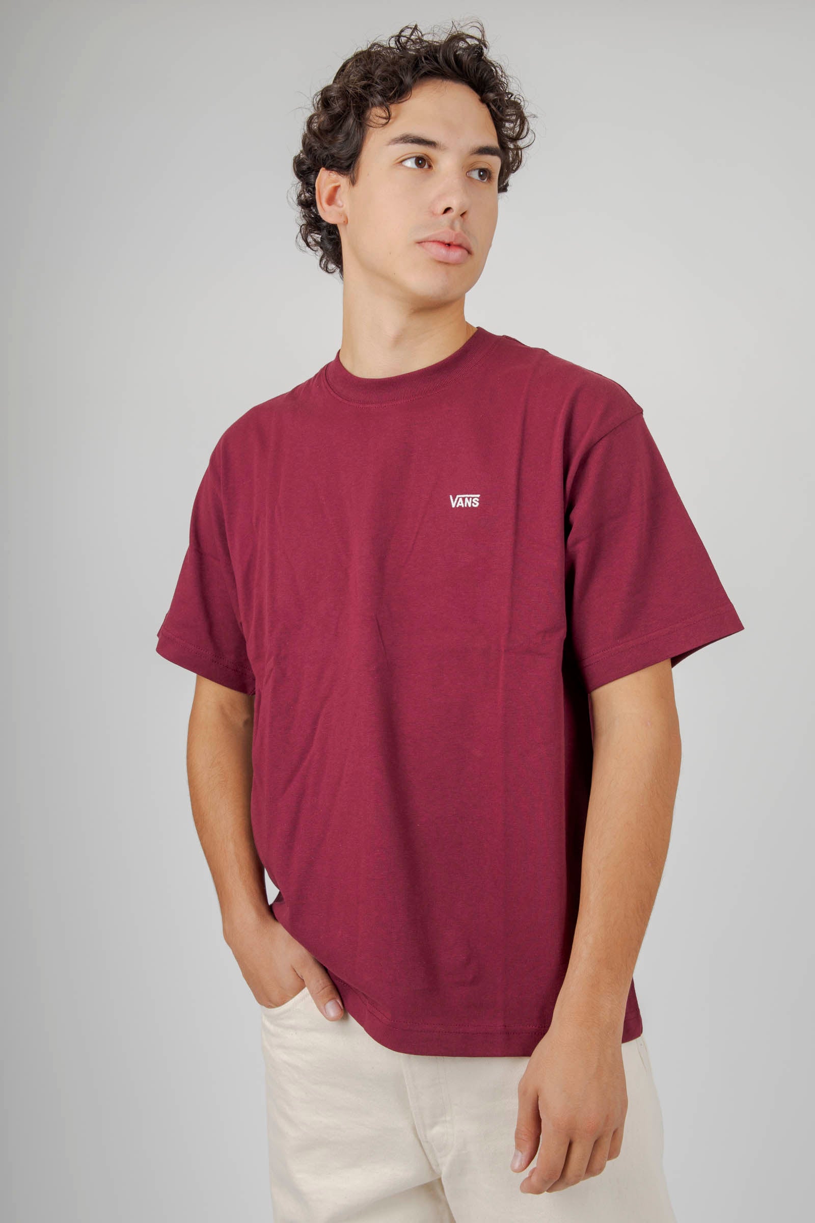 Vans "off The Wall" T-shirt Left Chest Ii Bordeaux Uomo - 4