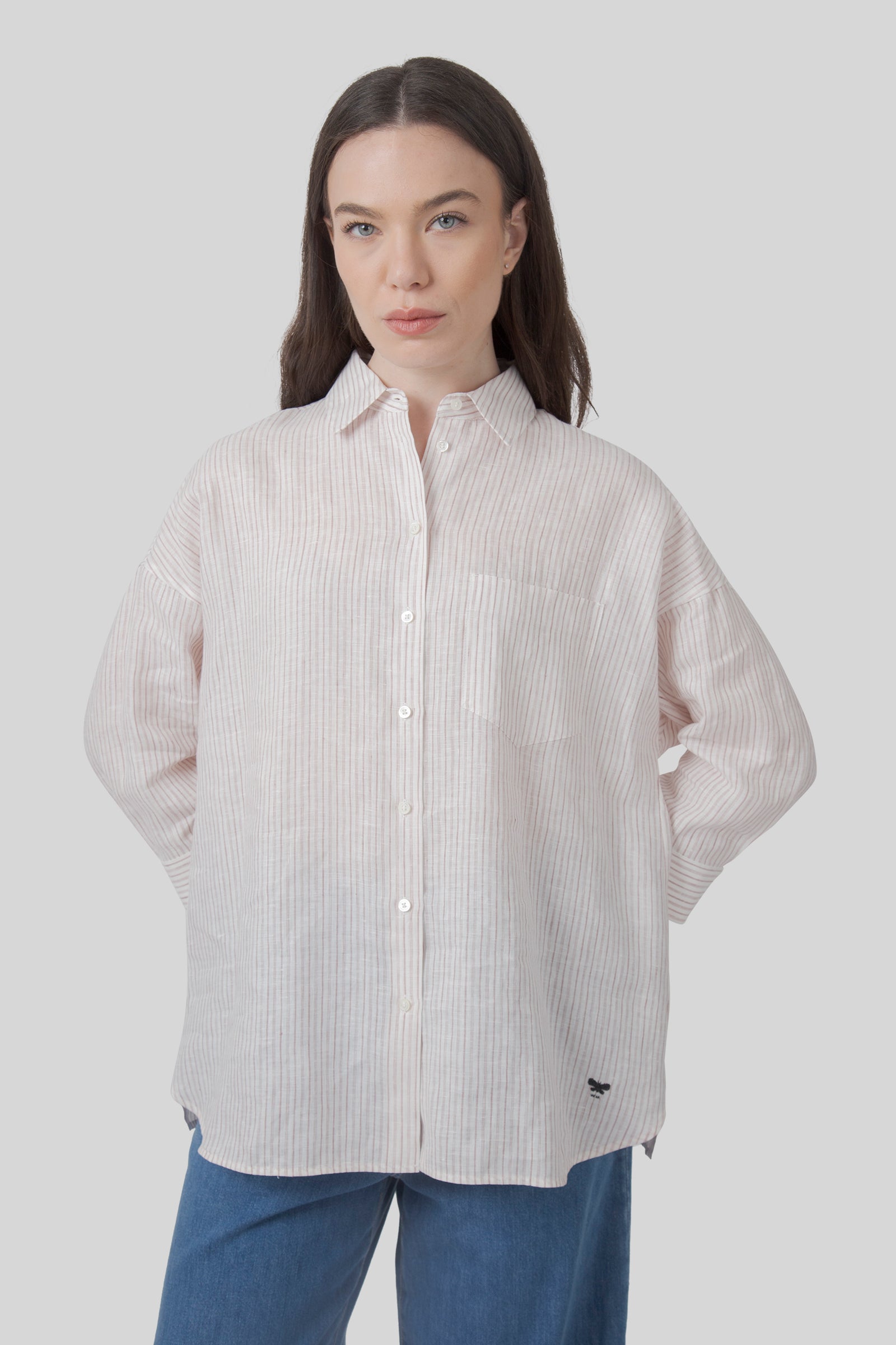 Max Mara Weekend Camicia Panetto Riga Bianco/rosa Donna - 1