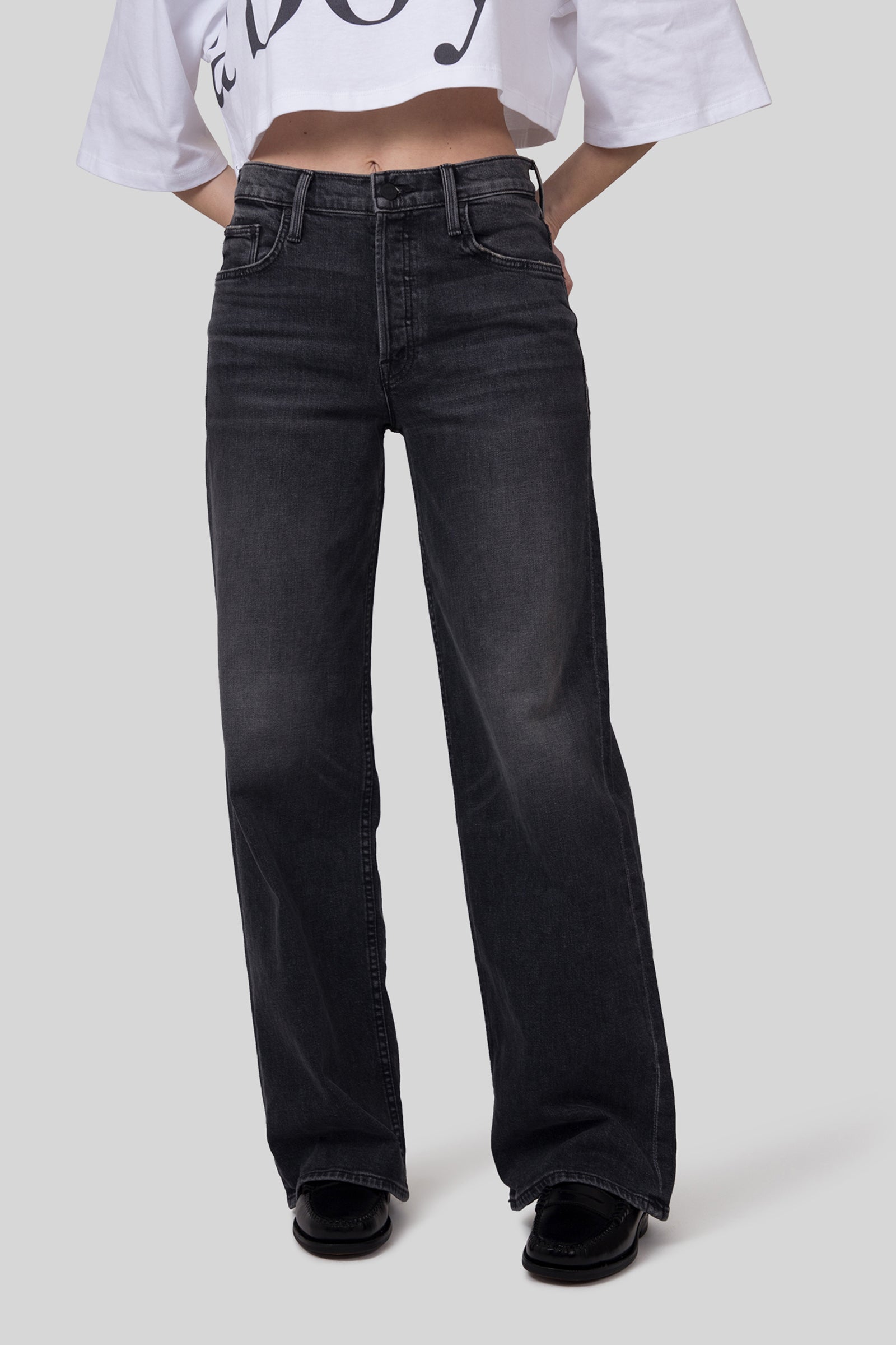 Mother Jeans The Smoothie Sneak Nero Donna - 3