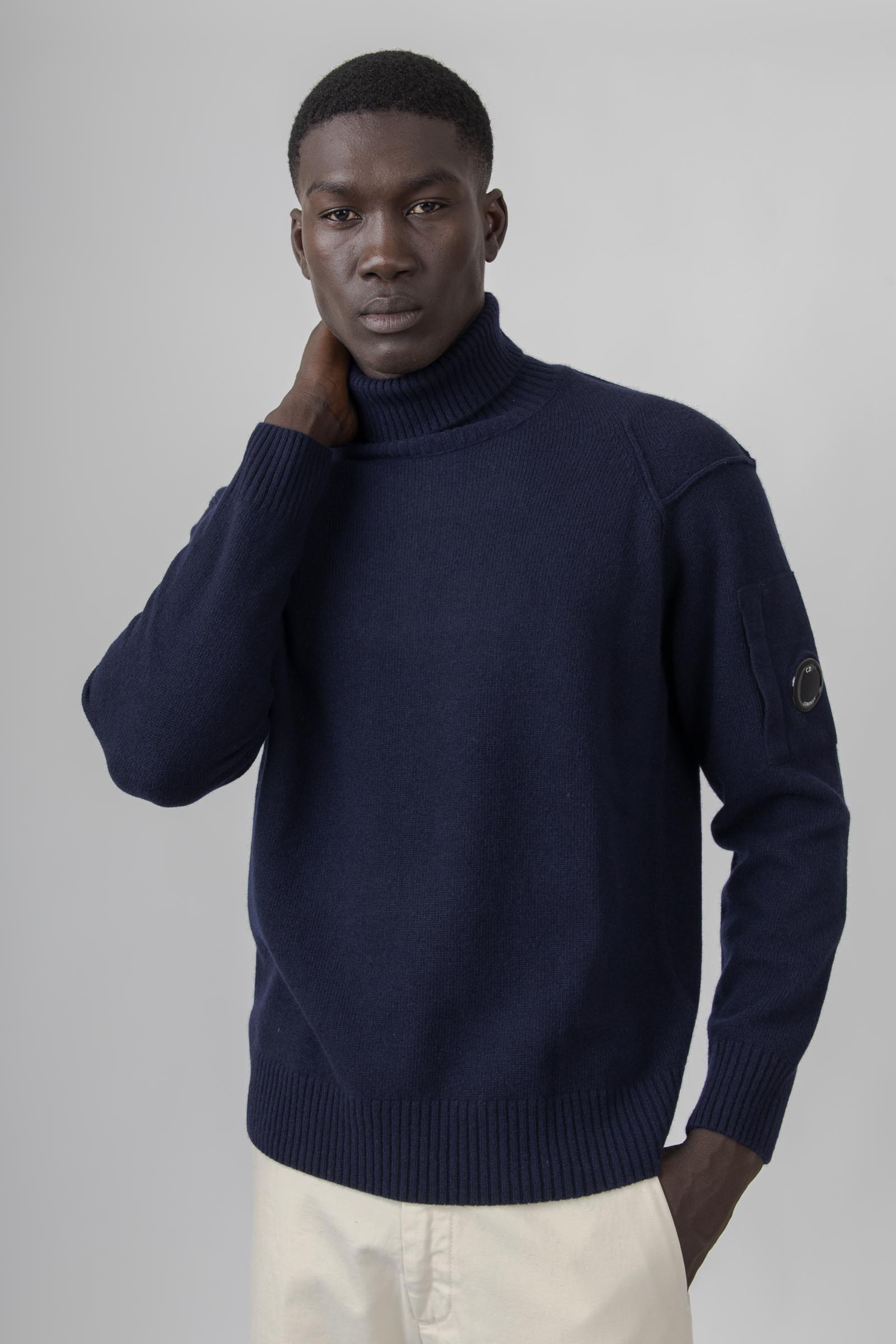 C.p. Company Maglia Lambswool Grs Turtleneck Blu Scuro Uomo - 3