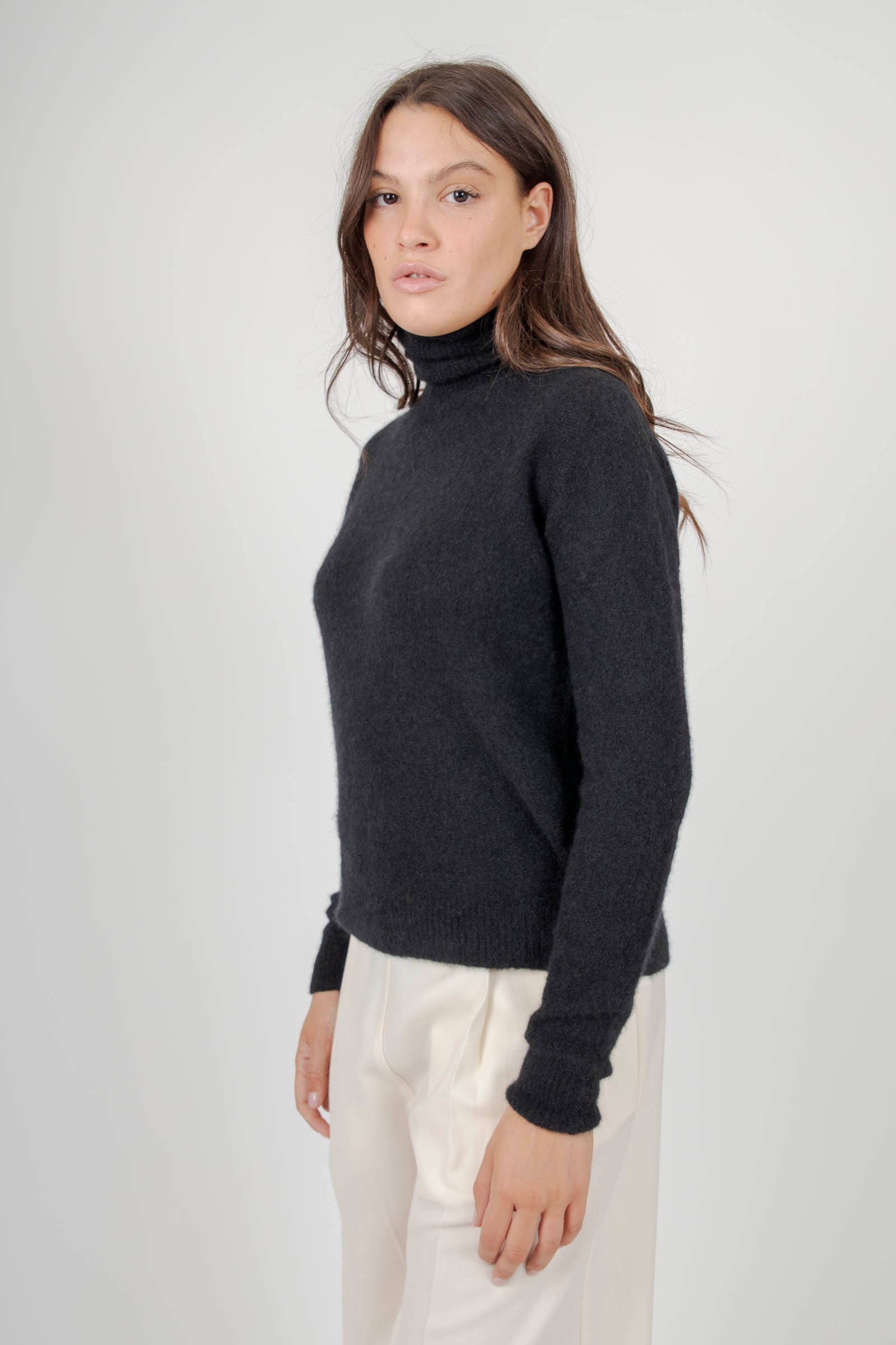 Roberto Collina Maglia Dolcevita Cashmere/seta Nero Donna - 3