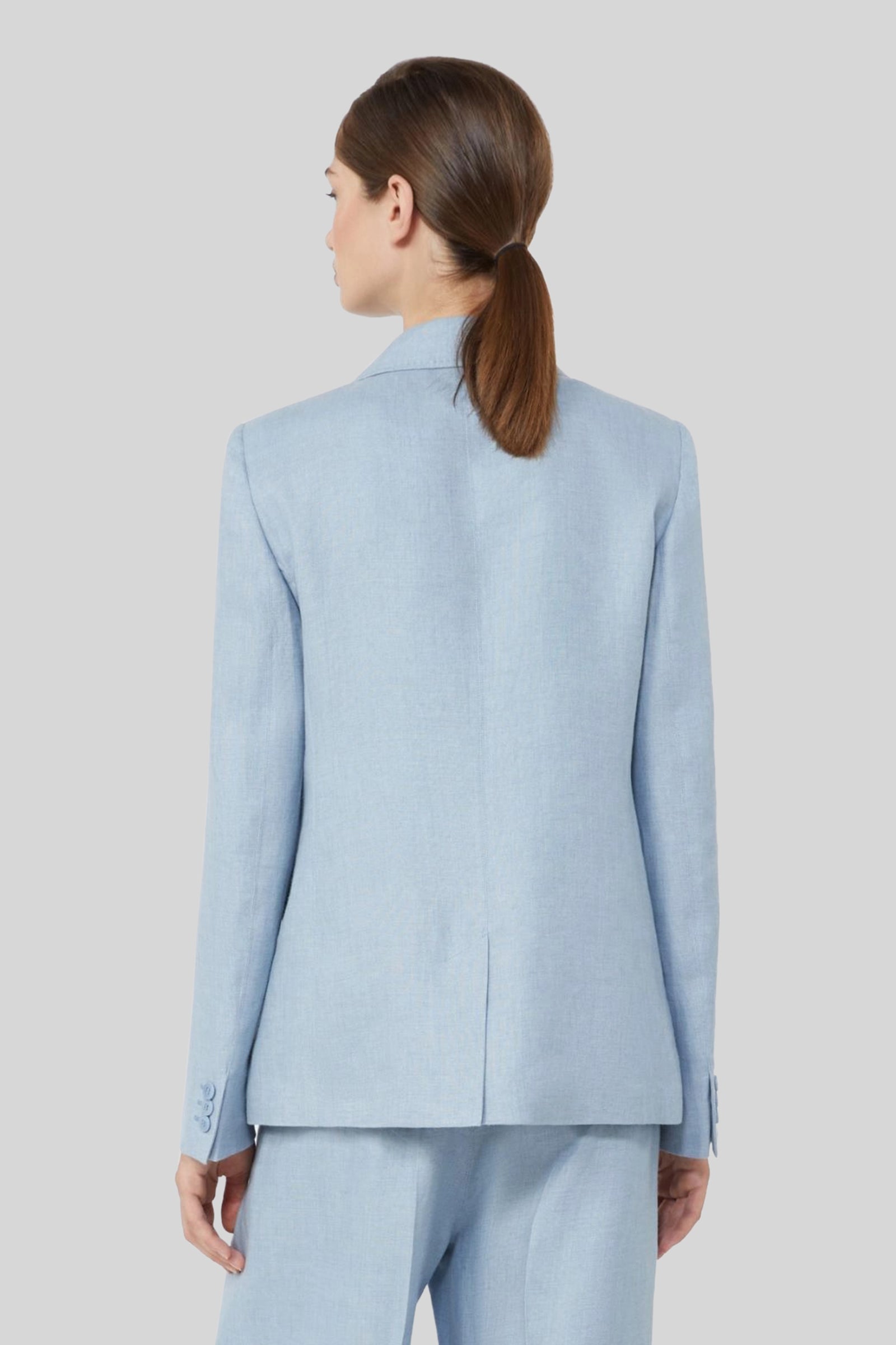 Max Mara Weekend Blazer In Canvas Di Lino Nalut Azzurro Donna - 3