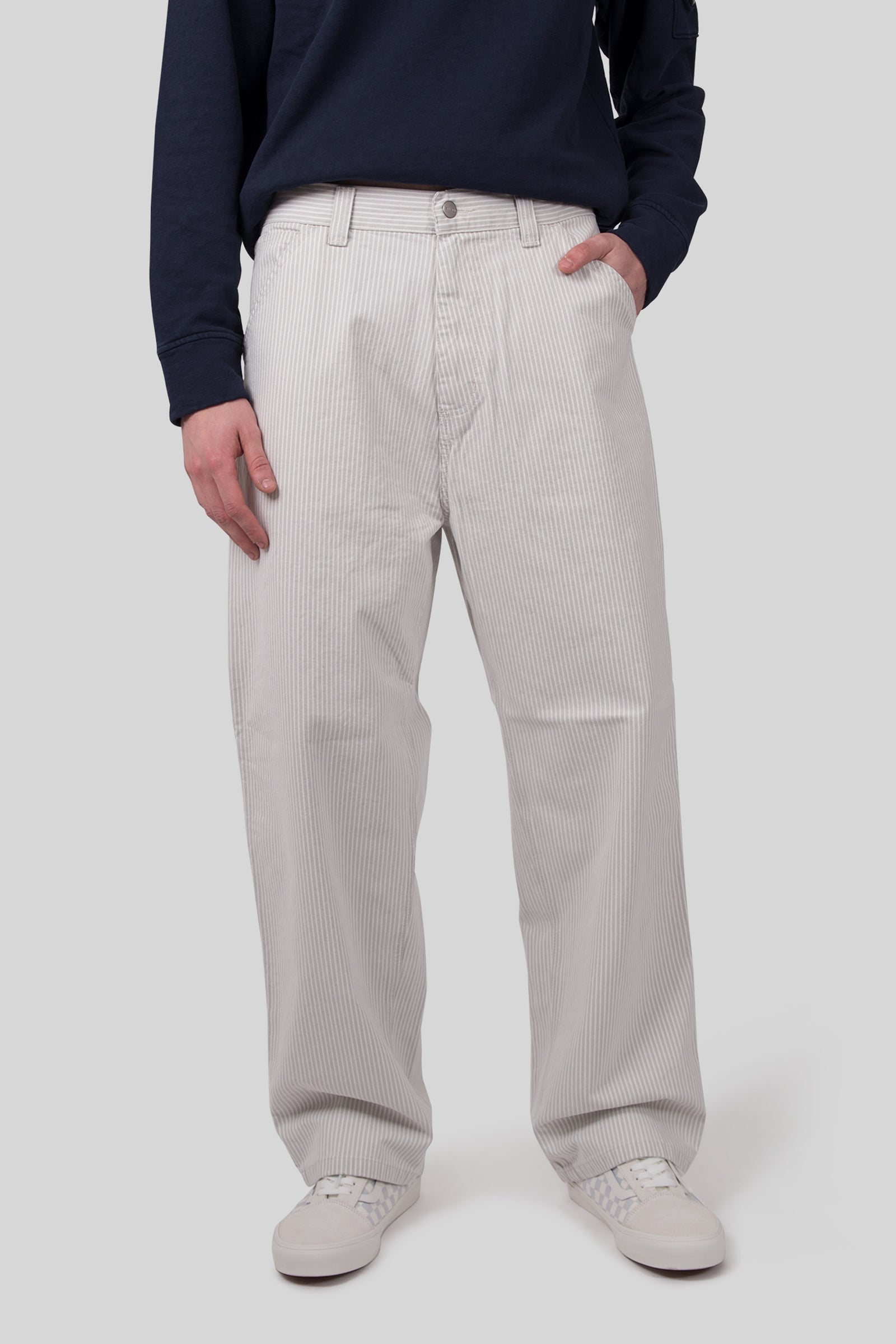 Carhartt Wip Mercer Single Knee Pant Stripe Bianco/grigio Uomo - 7