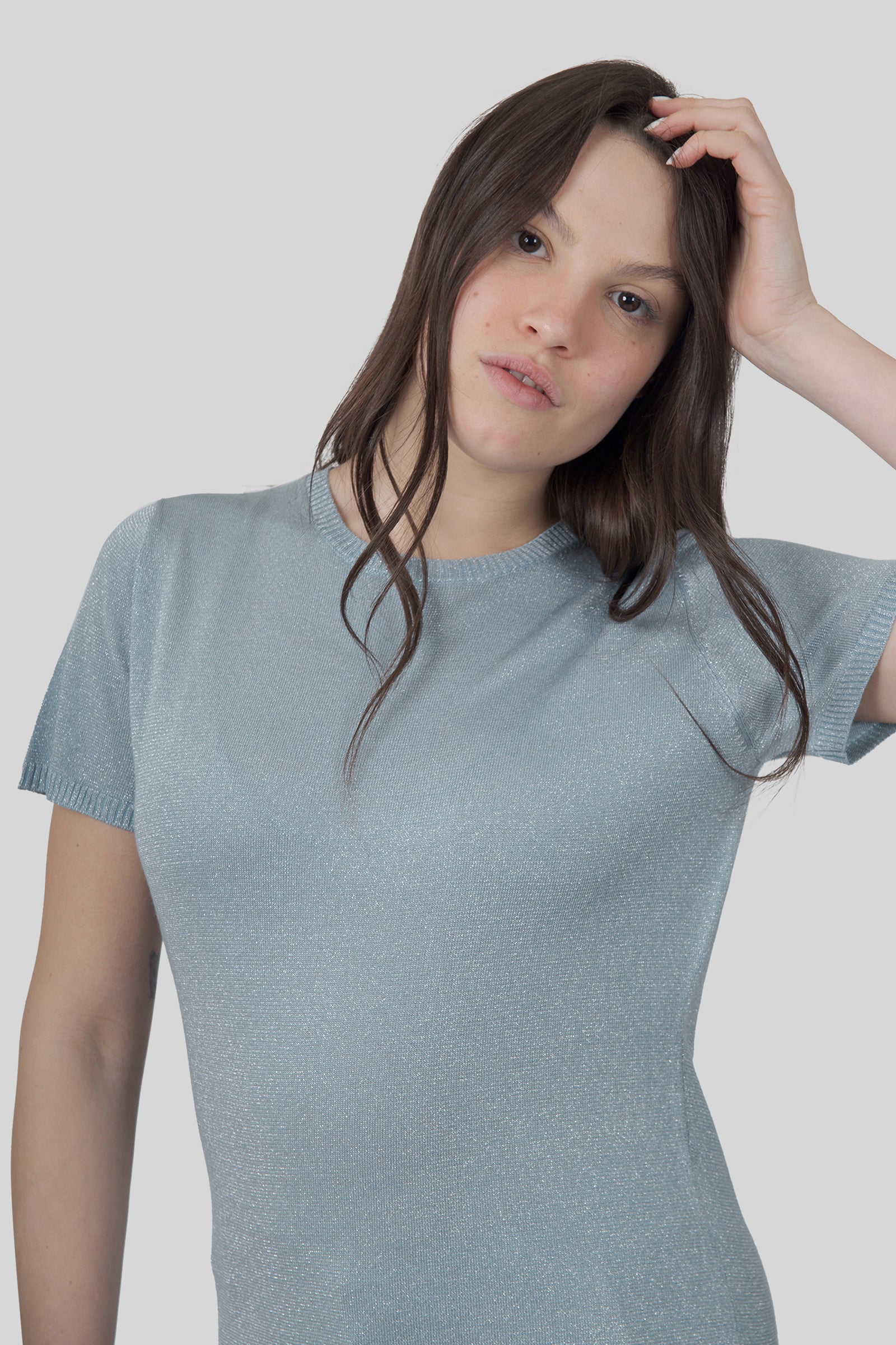Absolut Cashmere Maglia Maria Glitter Verde Acqua Donna - 1