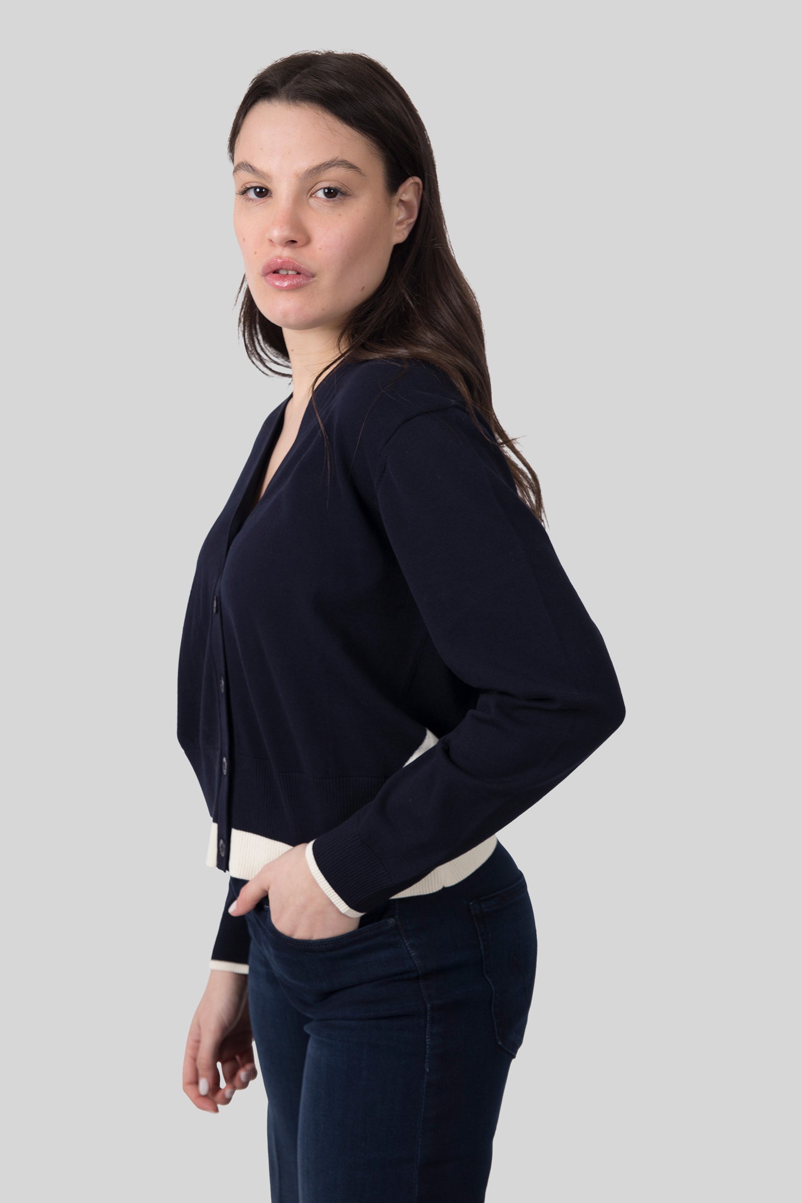 Semicouture Cardigan Amanda Beige/blu Donna - 3